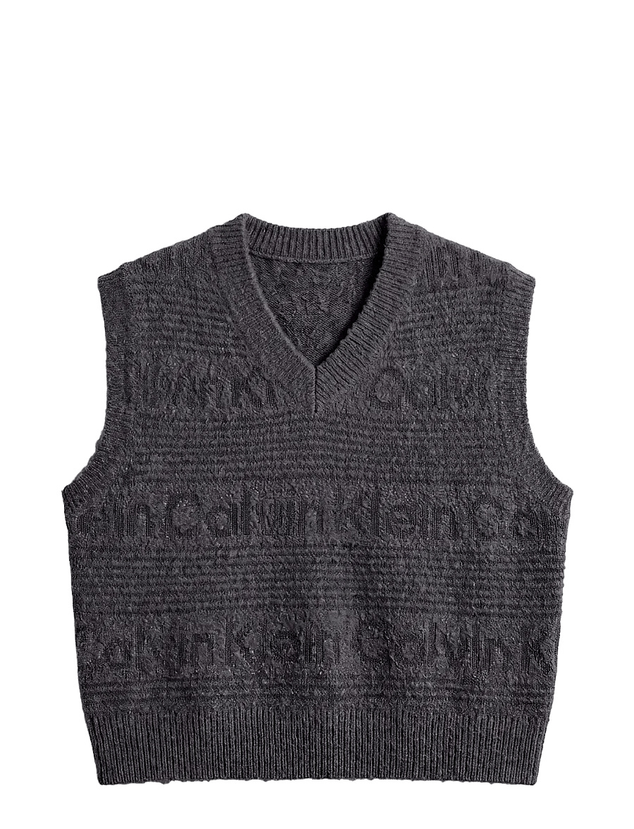 Calvin Klein Jeans - WOOLY LOGO STRIPED VEST - megztos liemenės - grisaille - 1