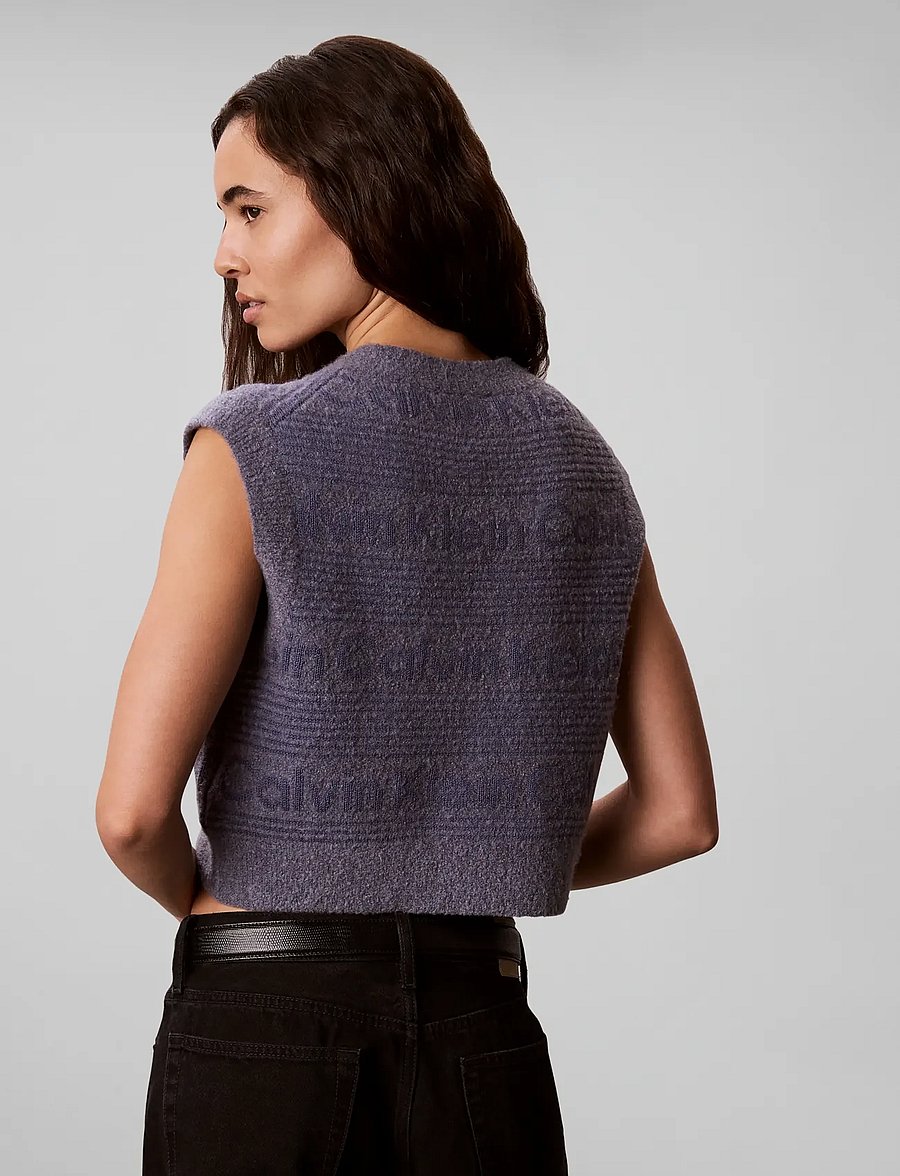 Calvin Klein Jeans - WOOLY LOGO STRIPED VEST - megztos liemenės - grisaille - 2