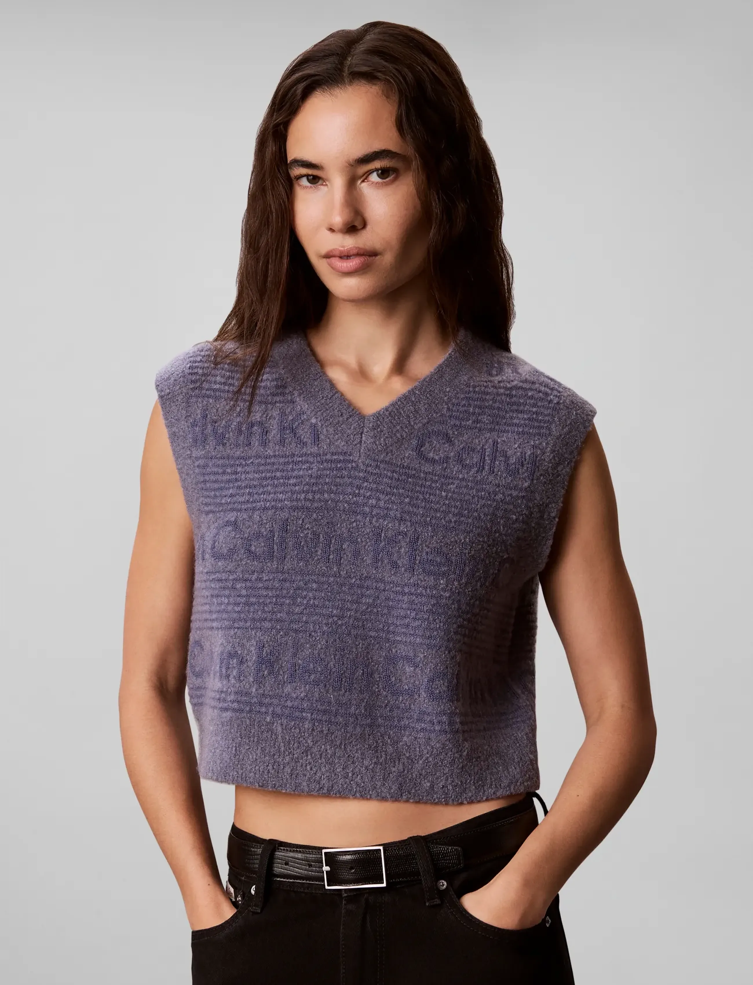 Calvin Klein Jeans - WOOLY LOGO STRIPED VEST - grisaille - 3