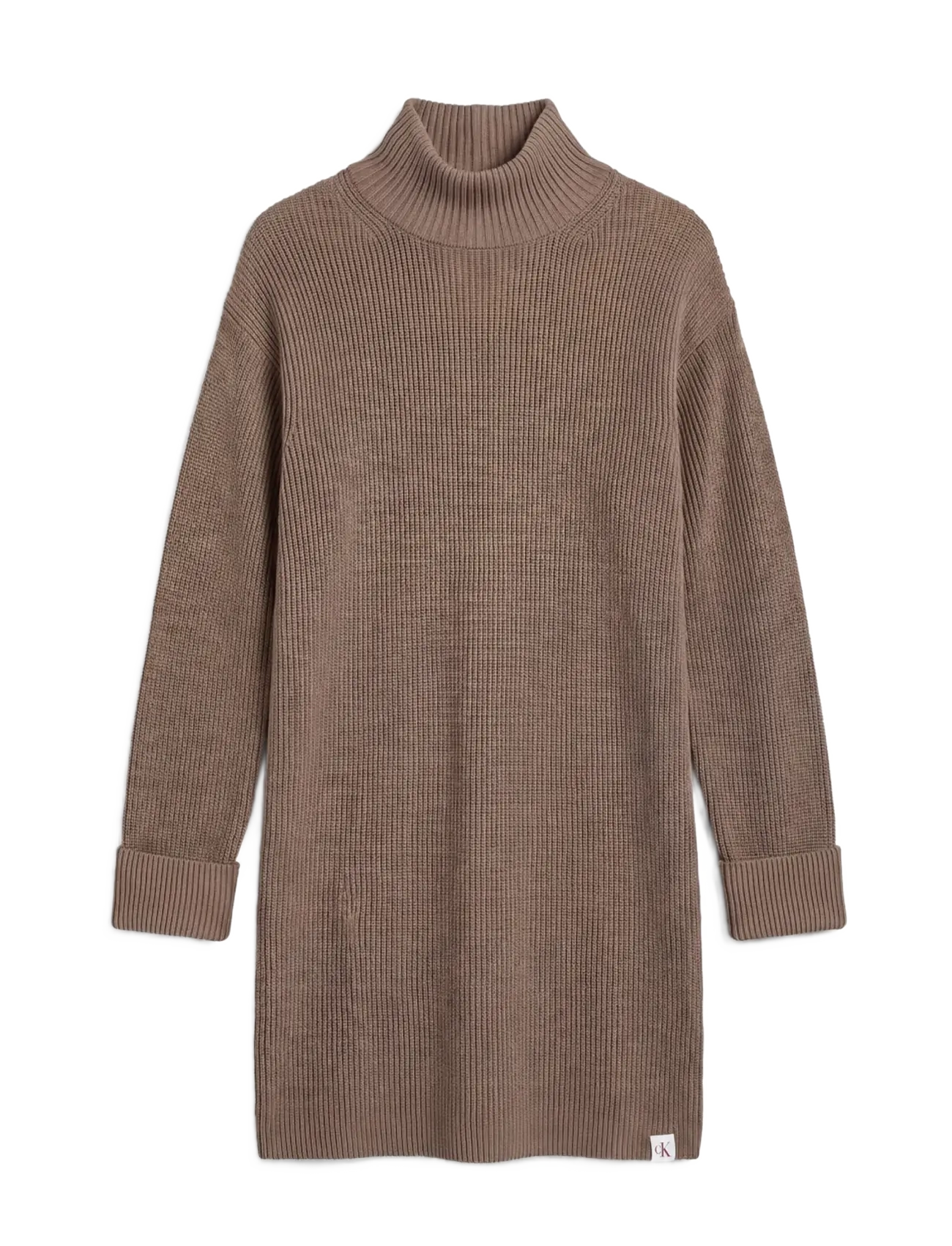 Calvin Klein Jeans - COTTON RIB DRESS - stickade klänningar - roasted cashew - 1