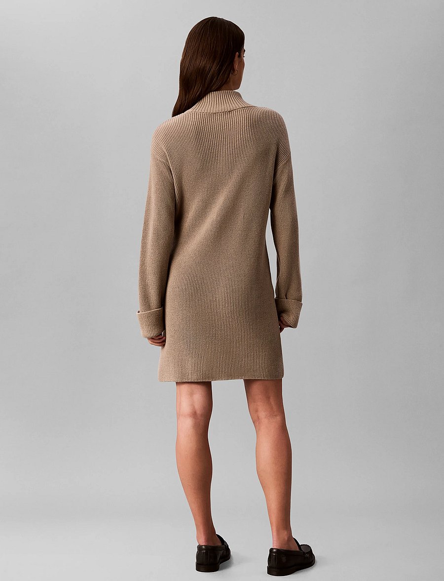 Calvin Klein Jeans - COTTON RIB DRESS - stickade klänningar - roasted cashew - 2