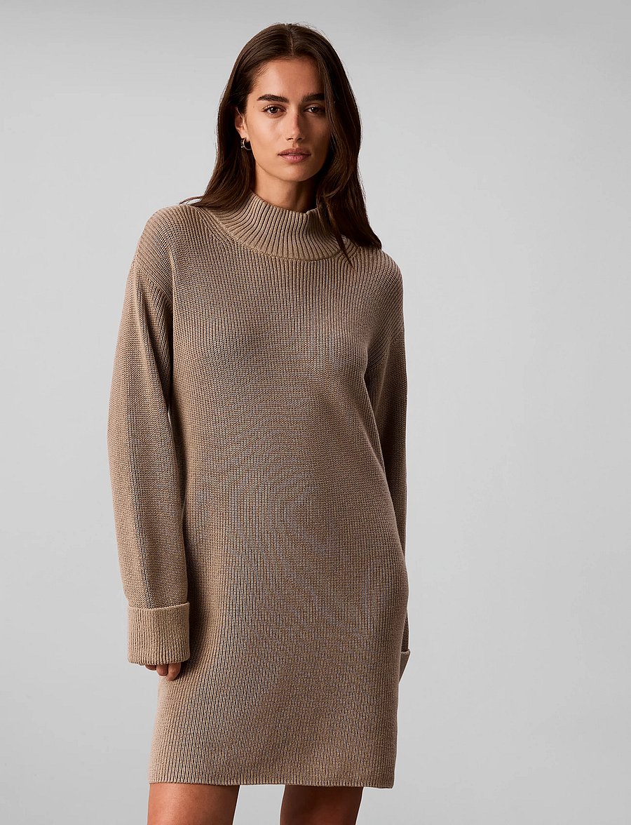Calvin Klein Jeans - COTTON RIB DRESS - stickade klänningar - roasted cashew - 3