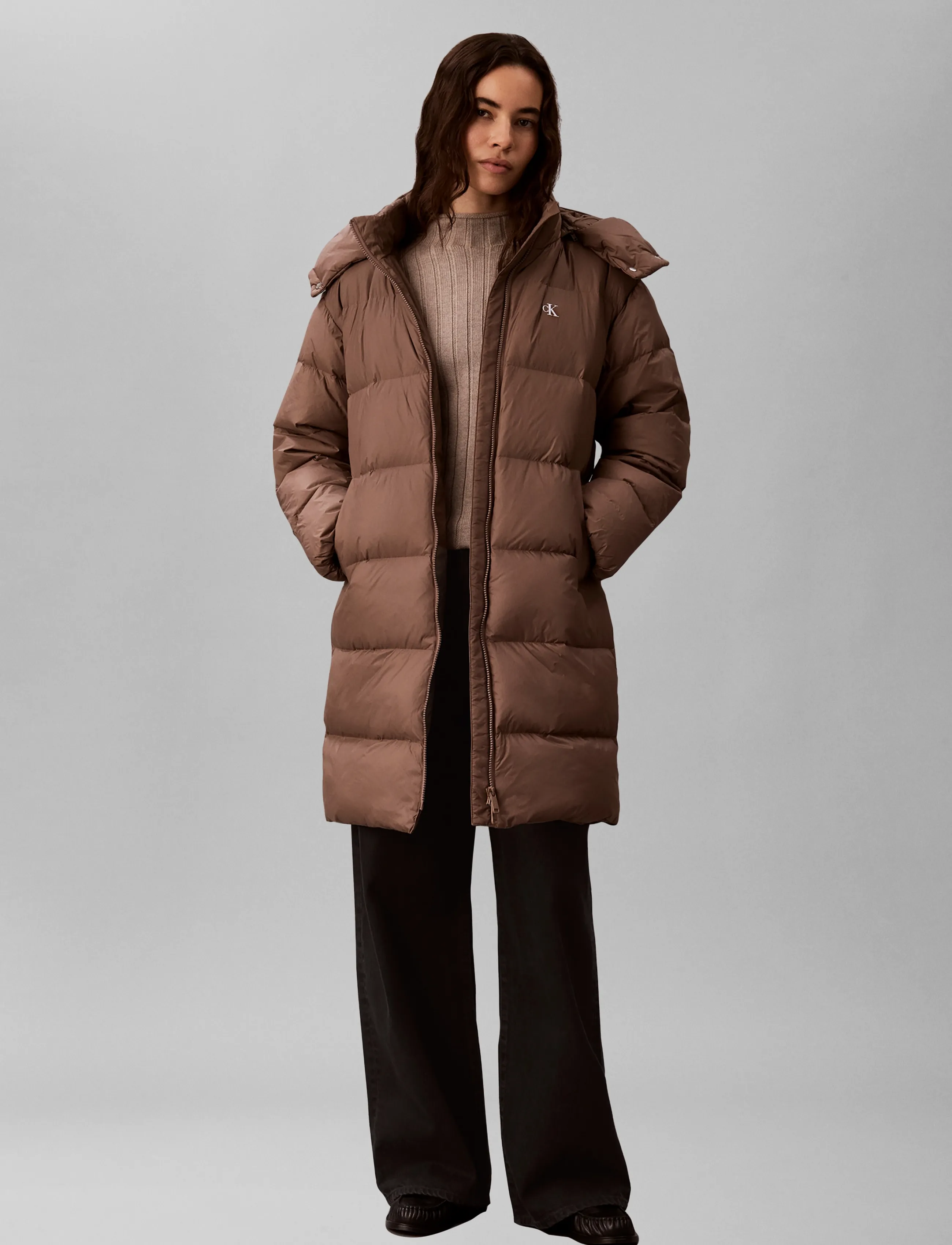 Calvin Klein Jeans Essential Mw Long Down Puffer, Kvinder, Lang Dunjakke, Brun, Str: M