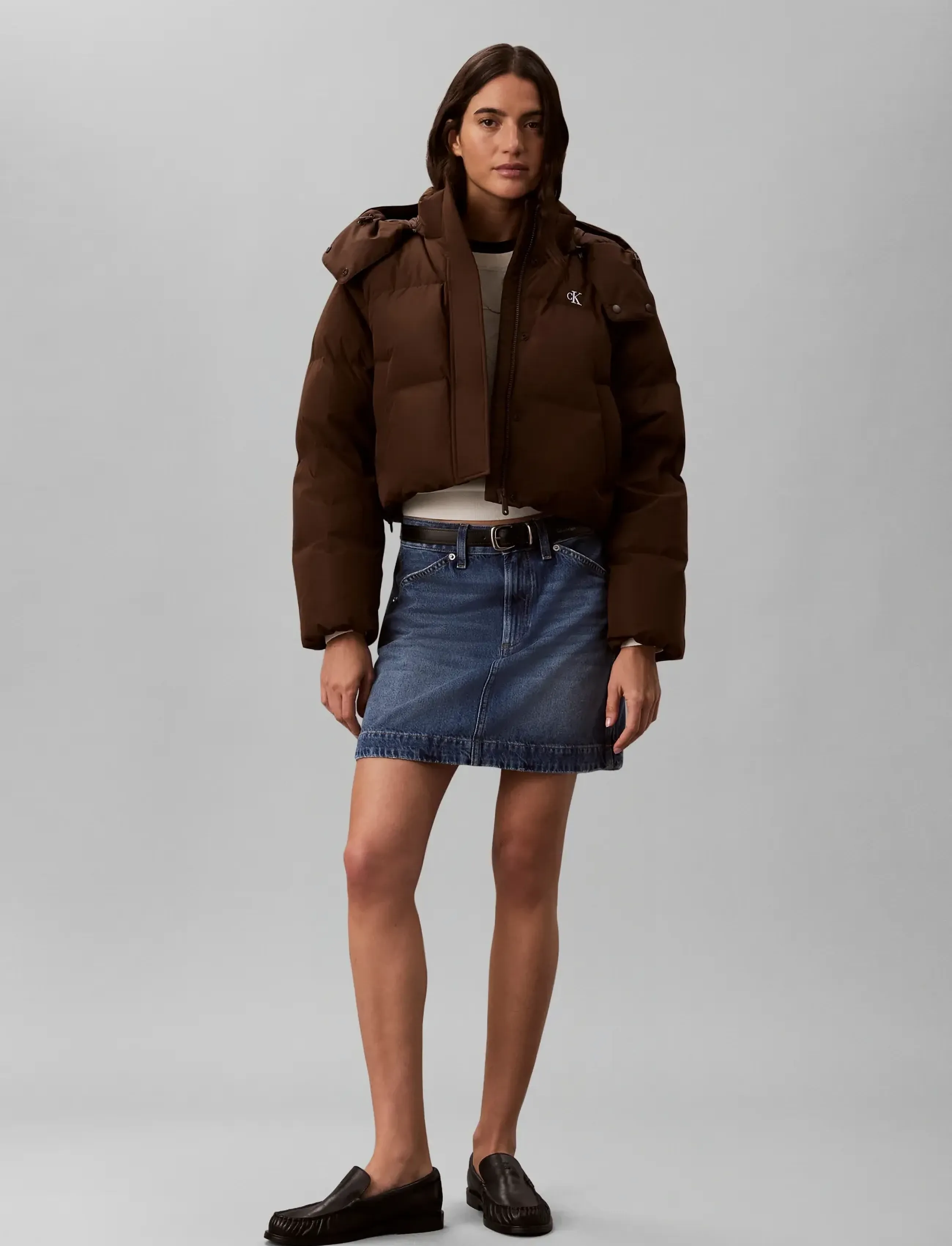 Calvin Klein Jeans MATTE DETACHABLE SLV SHORT DOWN - Jackets & Coats - BROWN CORK / brown