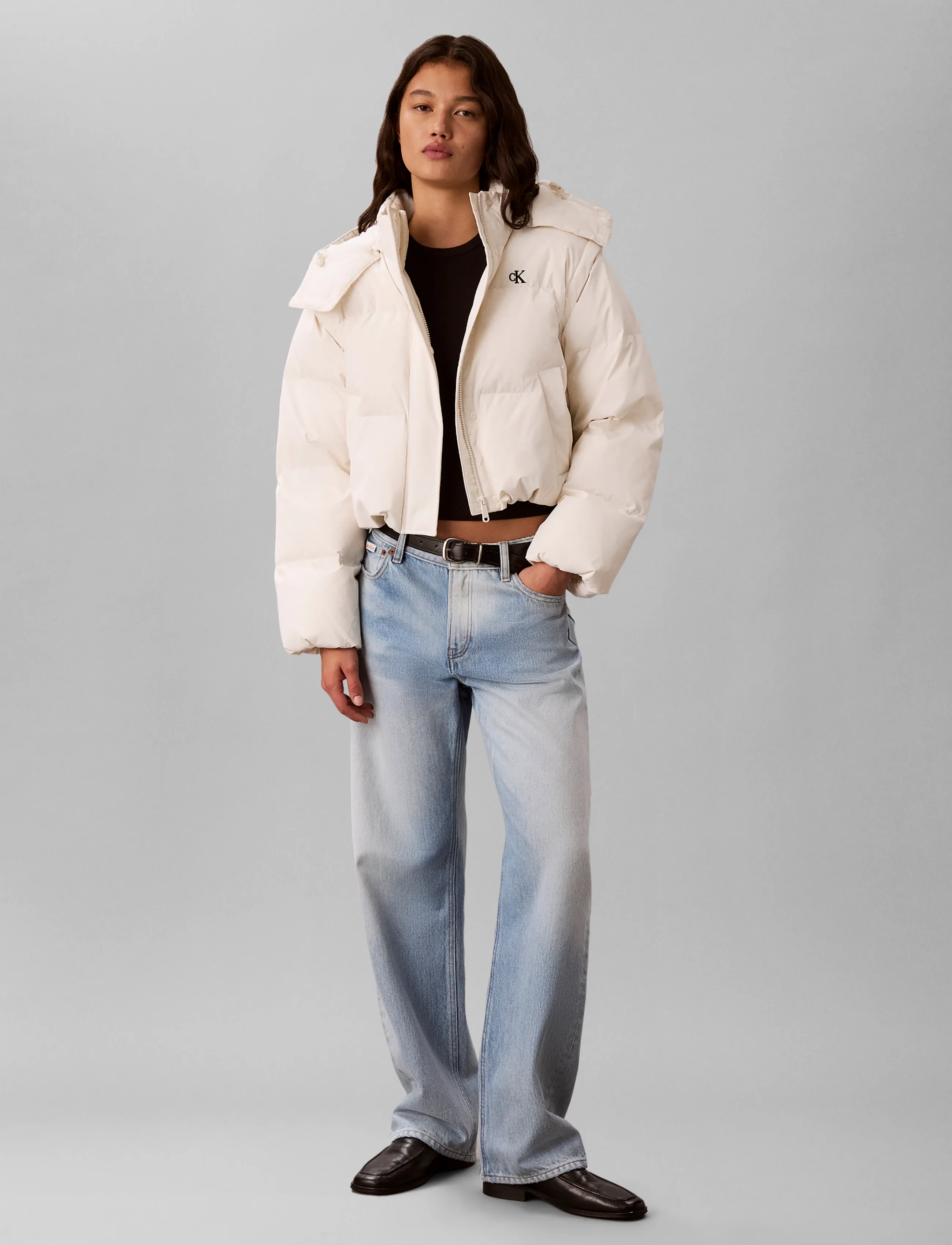 Matte Detachable Slv Short Down