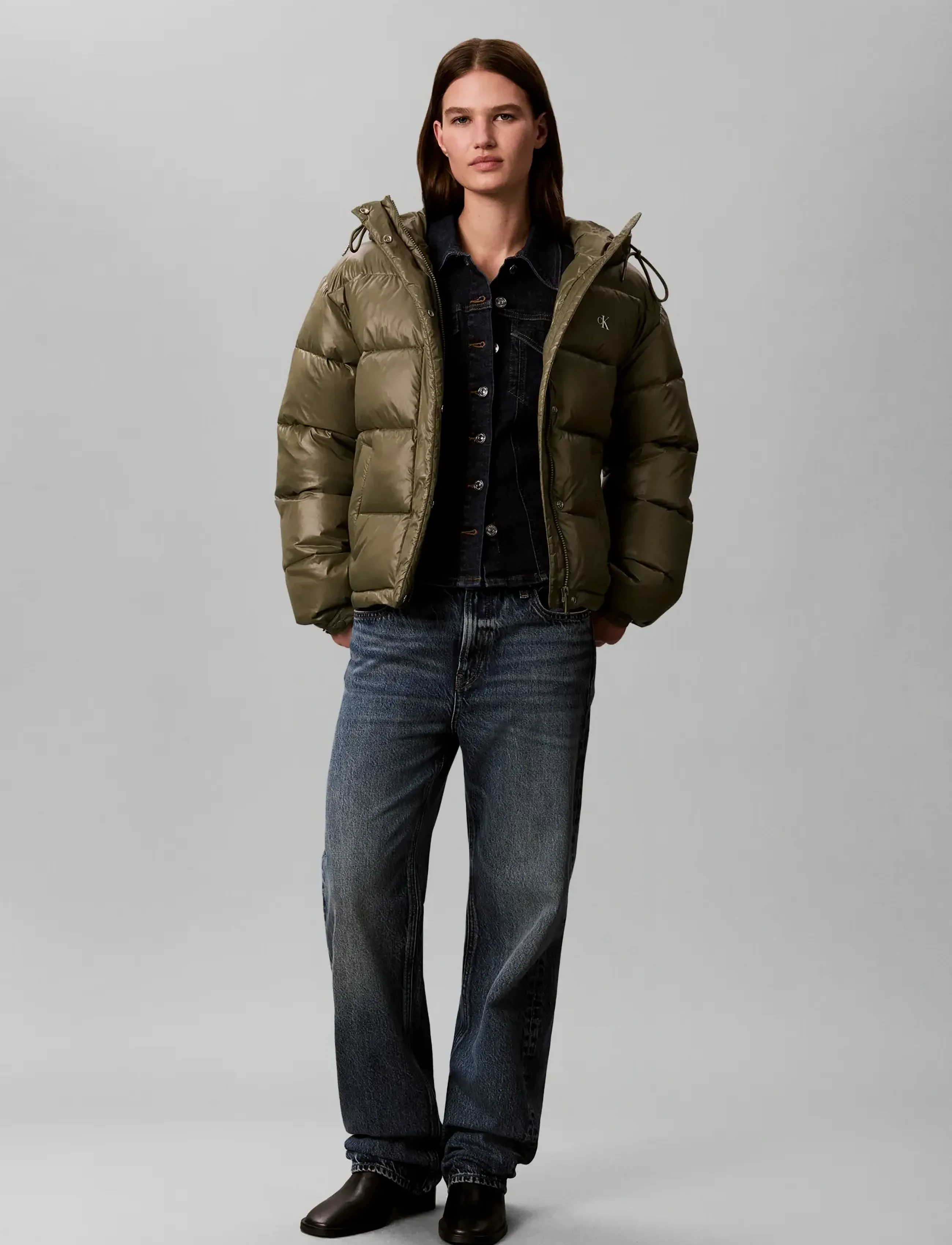 Calvin Klein Jeans SHINE MW CLASSIC PUFFER - Winter jackets - DUSTY OLIVE / khaki/green