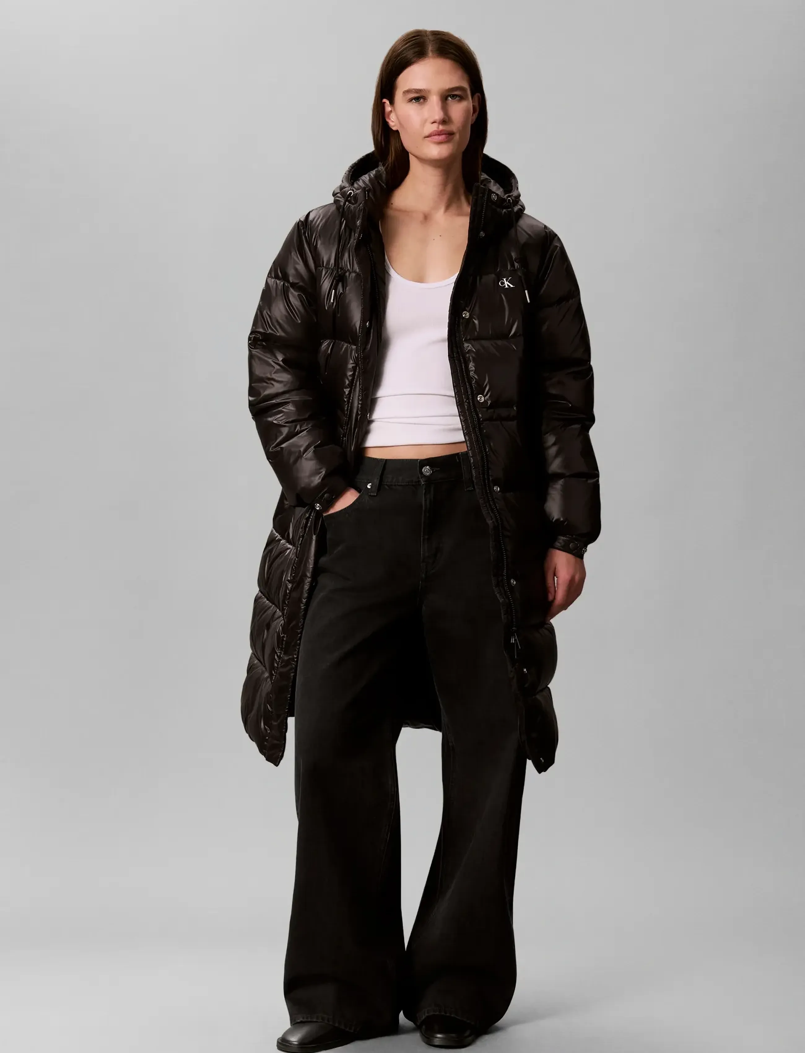 Calvin Klein Jeans SHINE MW LONG PUFFER - Coats - BLACK / black