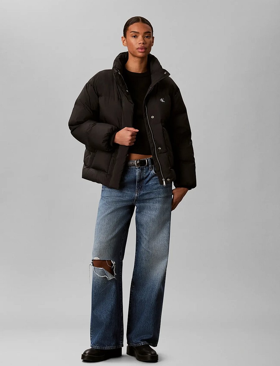 Calvin Klein Jeans - MW RELAXED STAND COLLAR DOWN PUF - talvejoped - black - 0