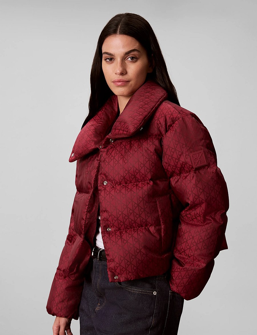 Calvin Klein Jeans - AOP JACQUARD SHORT DOWN PUFFER - vinterjakker - rhododendron ck emblem jacquard - 5