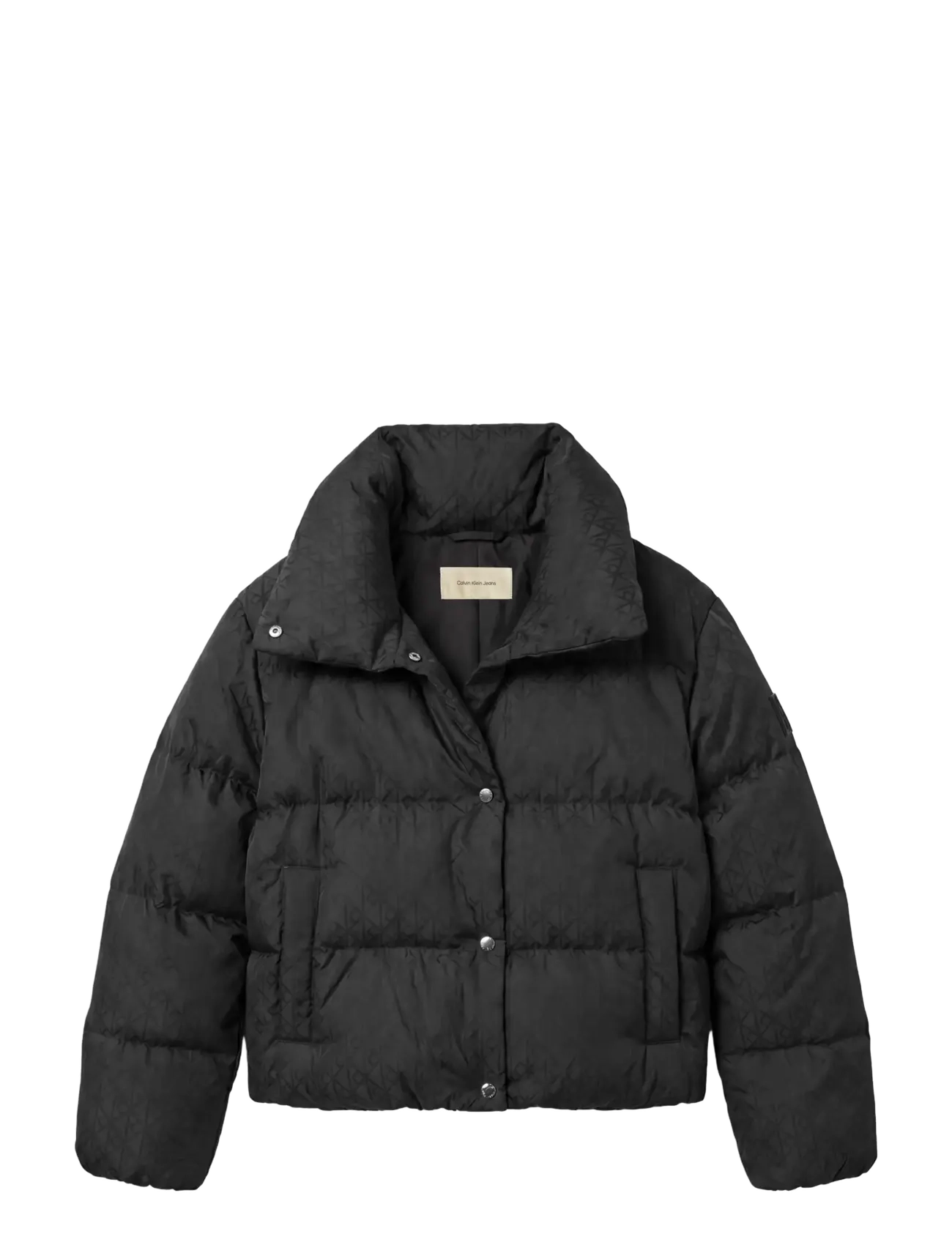 Calvin Klein Jeans - AOP JACQUARD SHORT DOWN PUFFER - vinterjakker - black ck emblem jacquard - 1