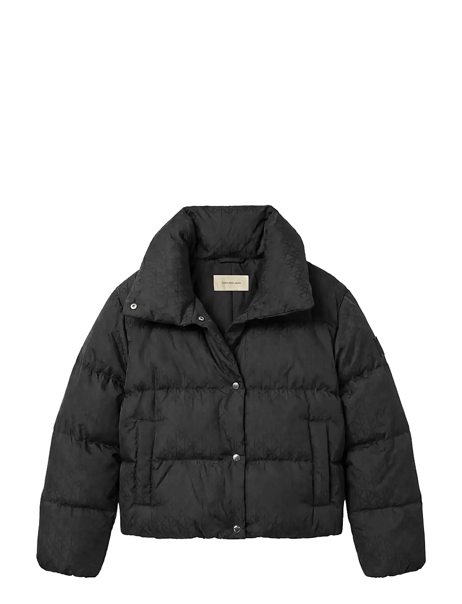 Calvin Klein Jeans - AOP JACQUARD SHORT DOWN PUFFER - vinterjakker - black ck emblem jacquard - 1