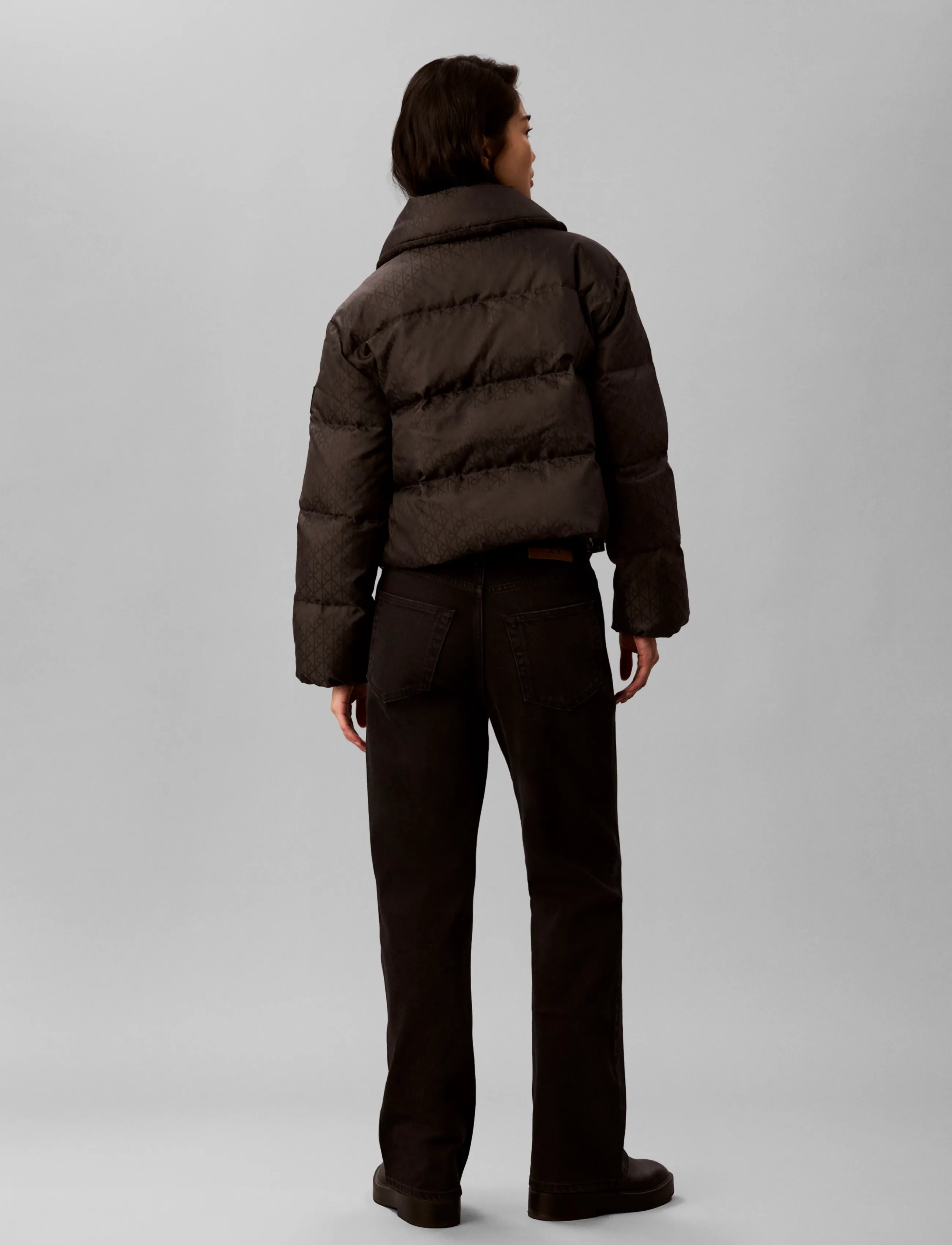 Calvin Klein Jeans - AOP JACQUARD SHORT DOWN PUFFER - vinterjakker - black ck emblem jacquard - 2