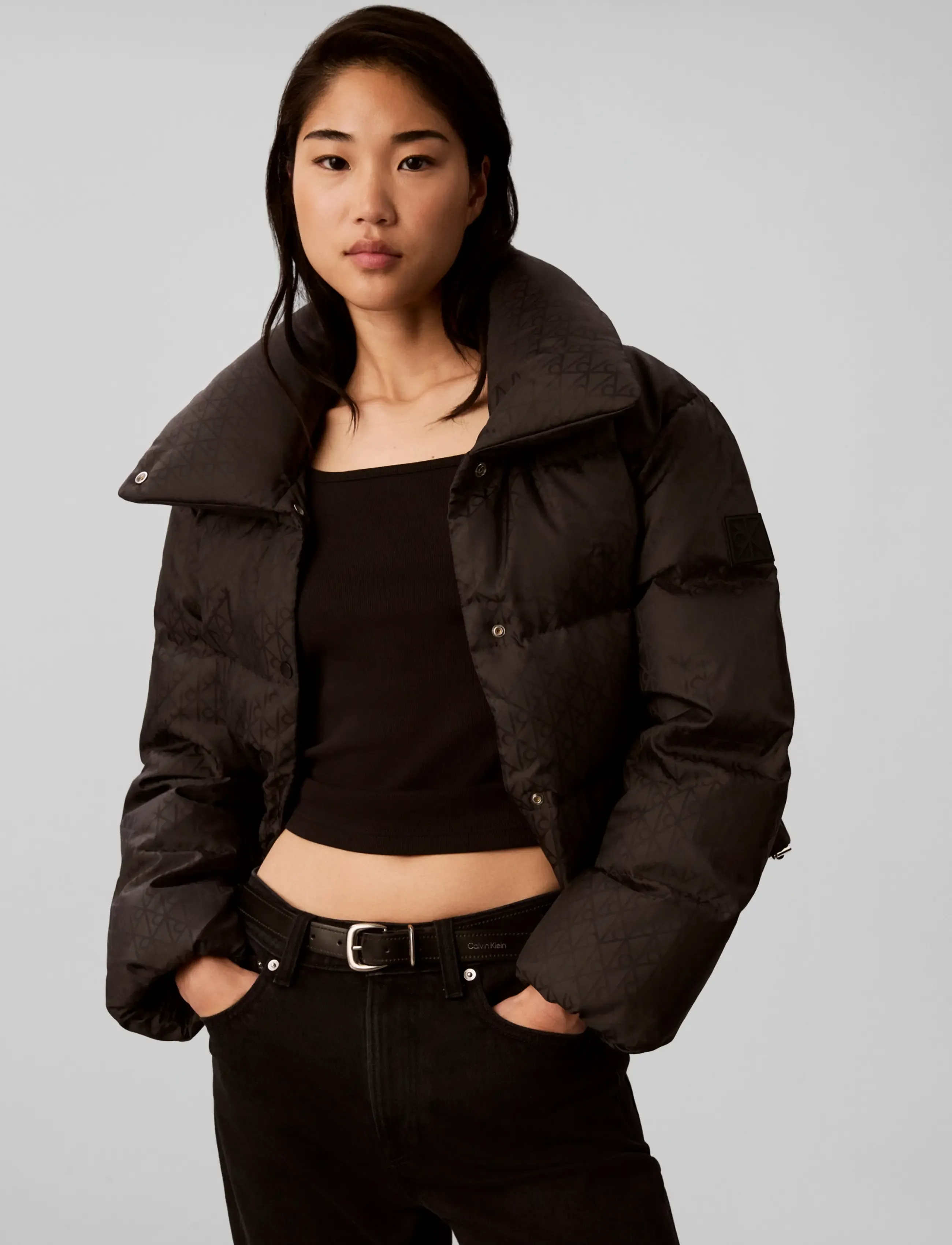 Calvin Klein Jeans - AOP JACQUARD SHORT DOWN PUFFER - vinterjakker - black ck emblem jacquard - 3