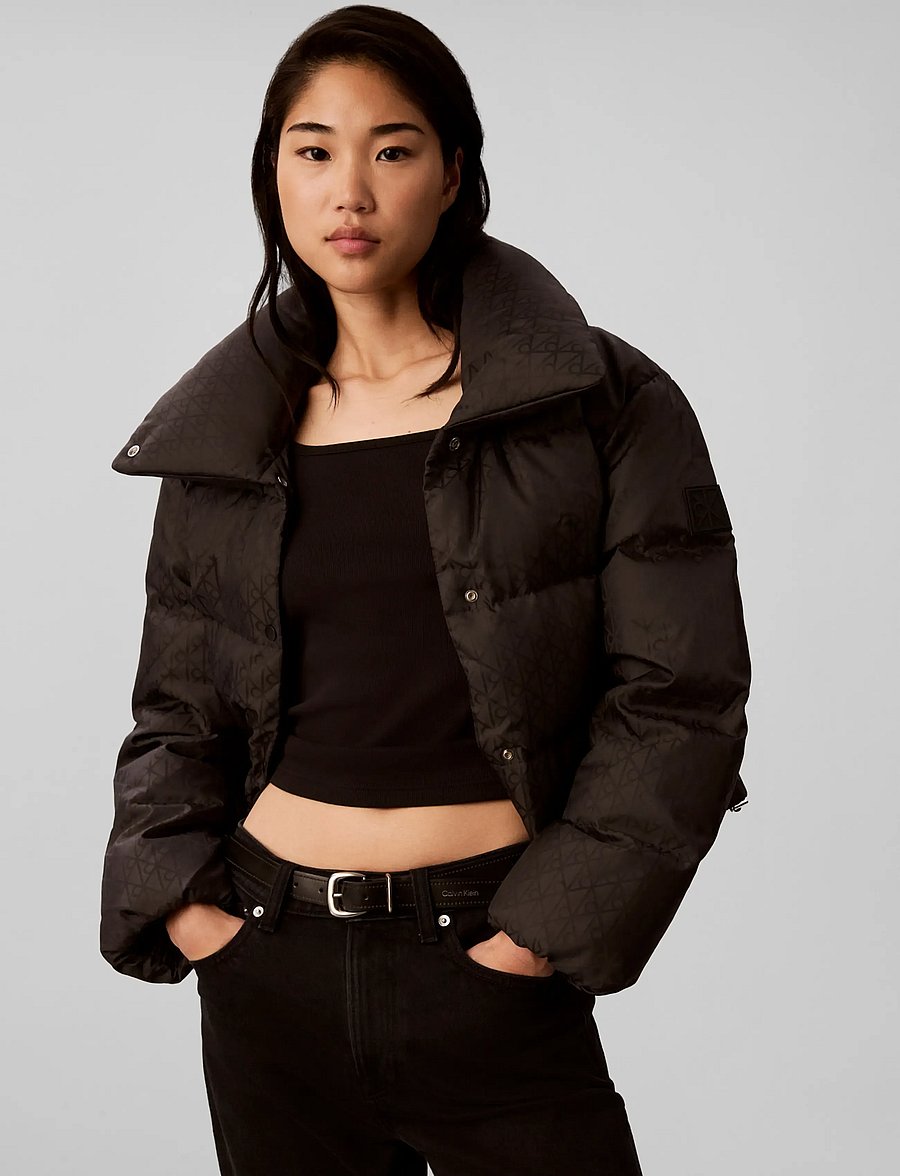 Calvin Klein Jeans - AOP JACQUARD SHORT DOWN PUFFER - vinterjakker - black ck emblem jacquard - 3