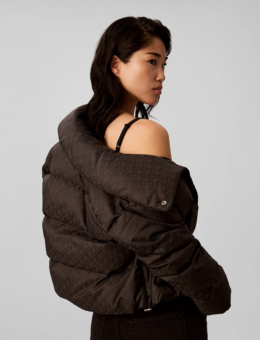 Calvin Klein Jeans - AOP JACQUARD SHORT DOWN PUFFER - vinterjakker - black ck emblem jacquard - 5