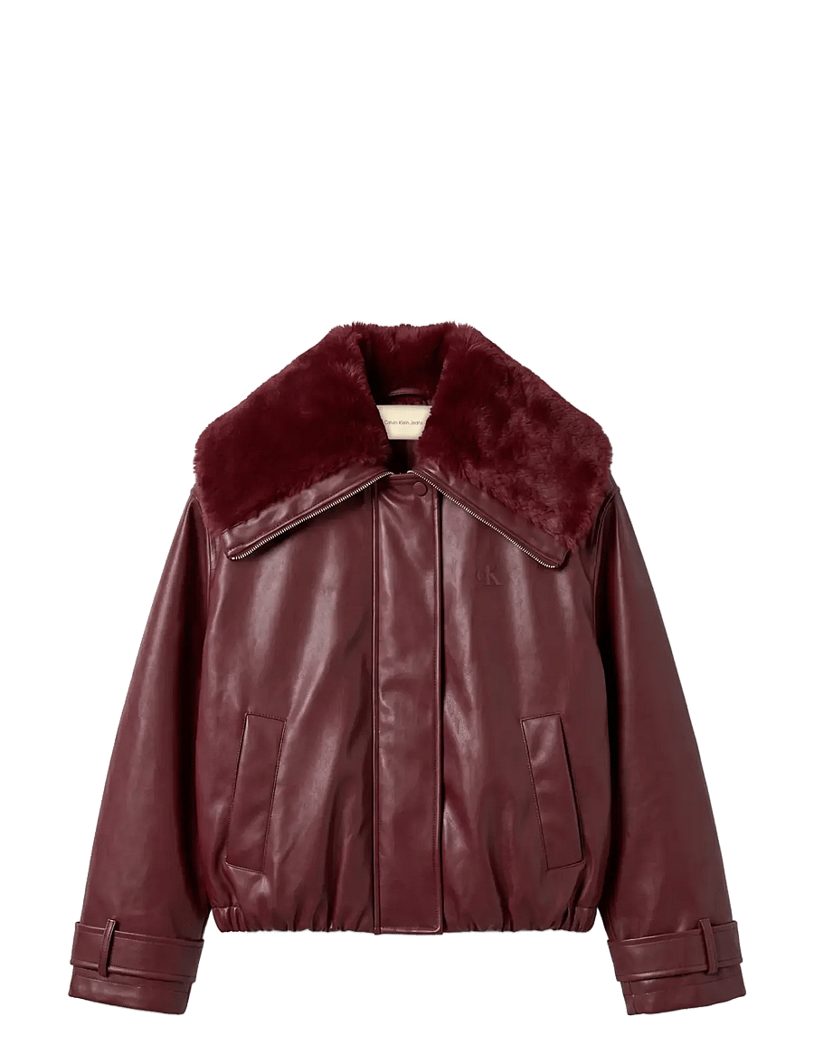 Calvin Klein Jeans - FAUX LEATHER SHORT FILLED BOMBER - vinterjakker - deep rouge - 1