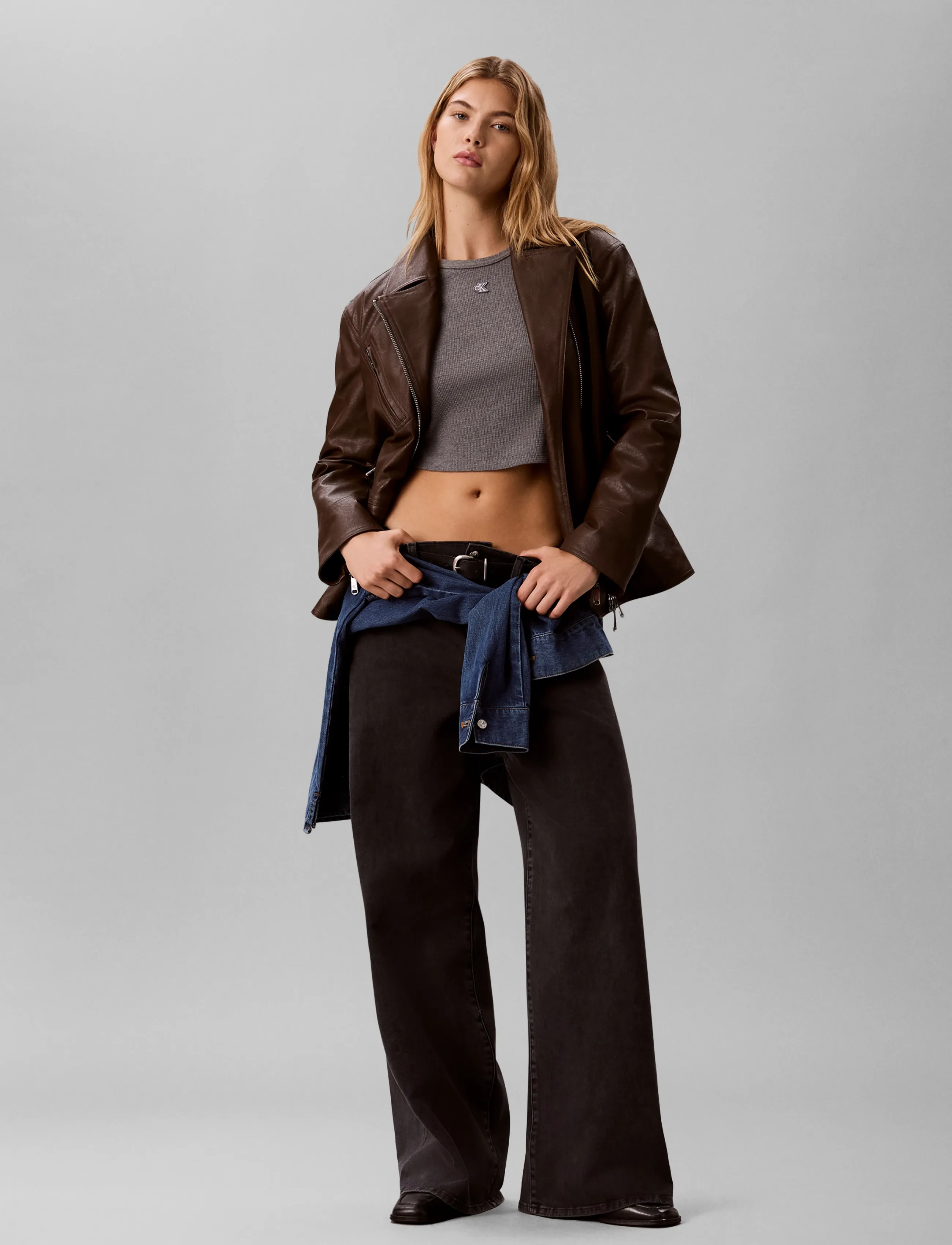 Calvin Klein Jeans FAUX LEATHER MOTO - Jakker & Frakker - BROWN CORK / brown