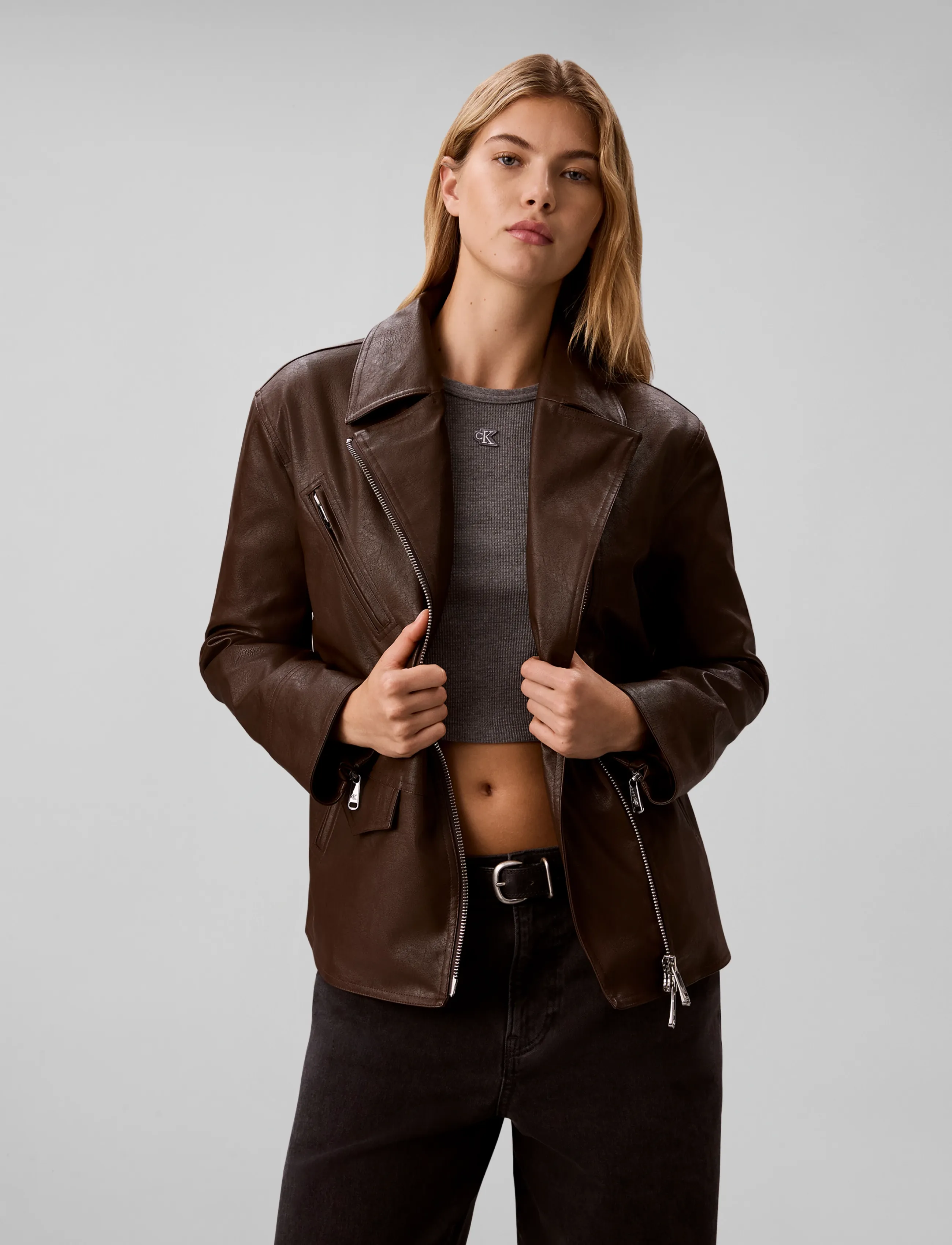Calvin Klein Jeans - FAUX LEATHER MOTO - lette jakker - brown cork - 3