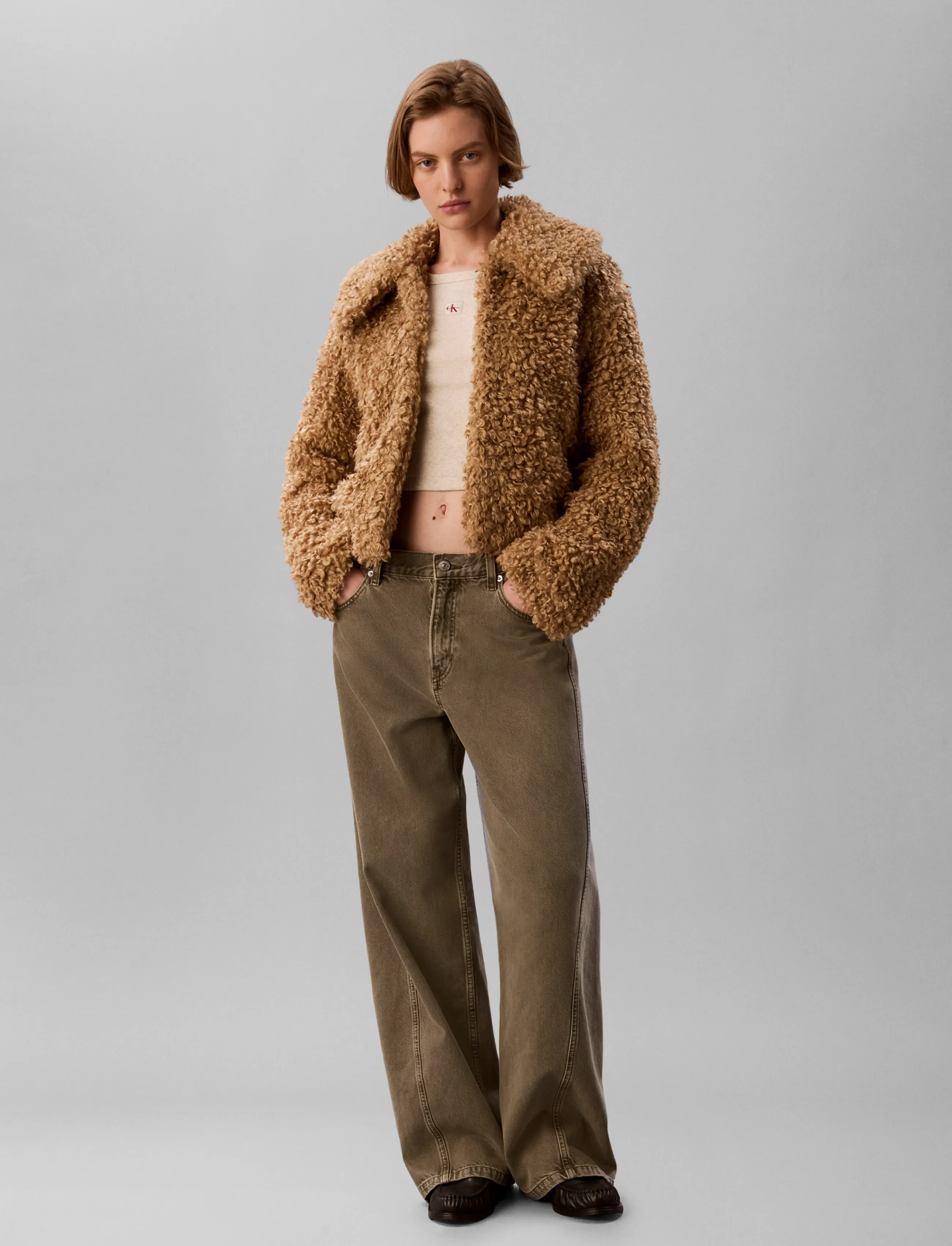 Calvin Klein Jeans FAUX TEDDY COLLAR JACKET - Jackets & Coats - TIGERS EYE / brown