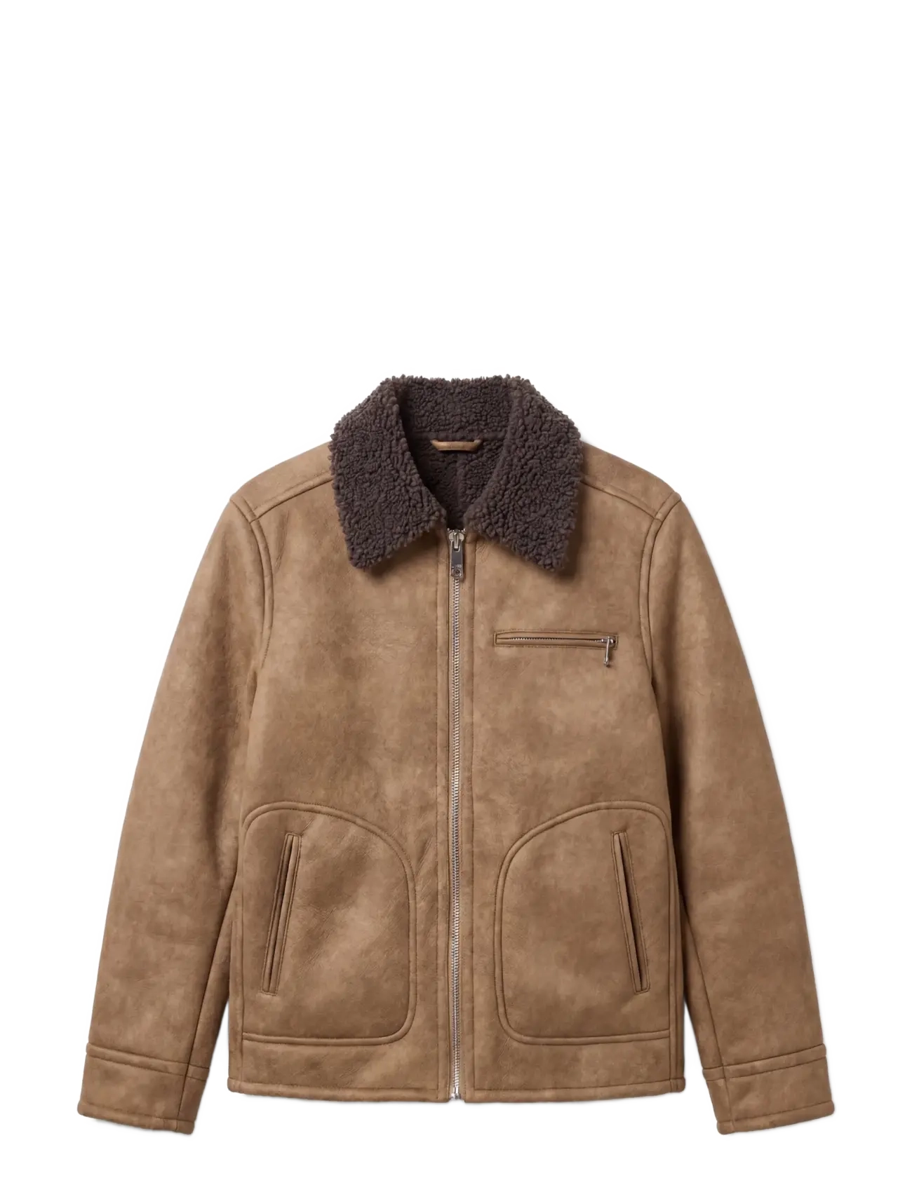 Calvin Klein Jeans Faux Shearling Aviator Jacket, Kvinder, Faux Shearling Aviator Jakke, Brun, Str: L