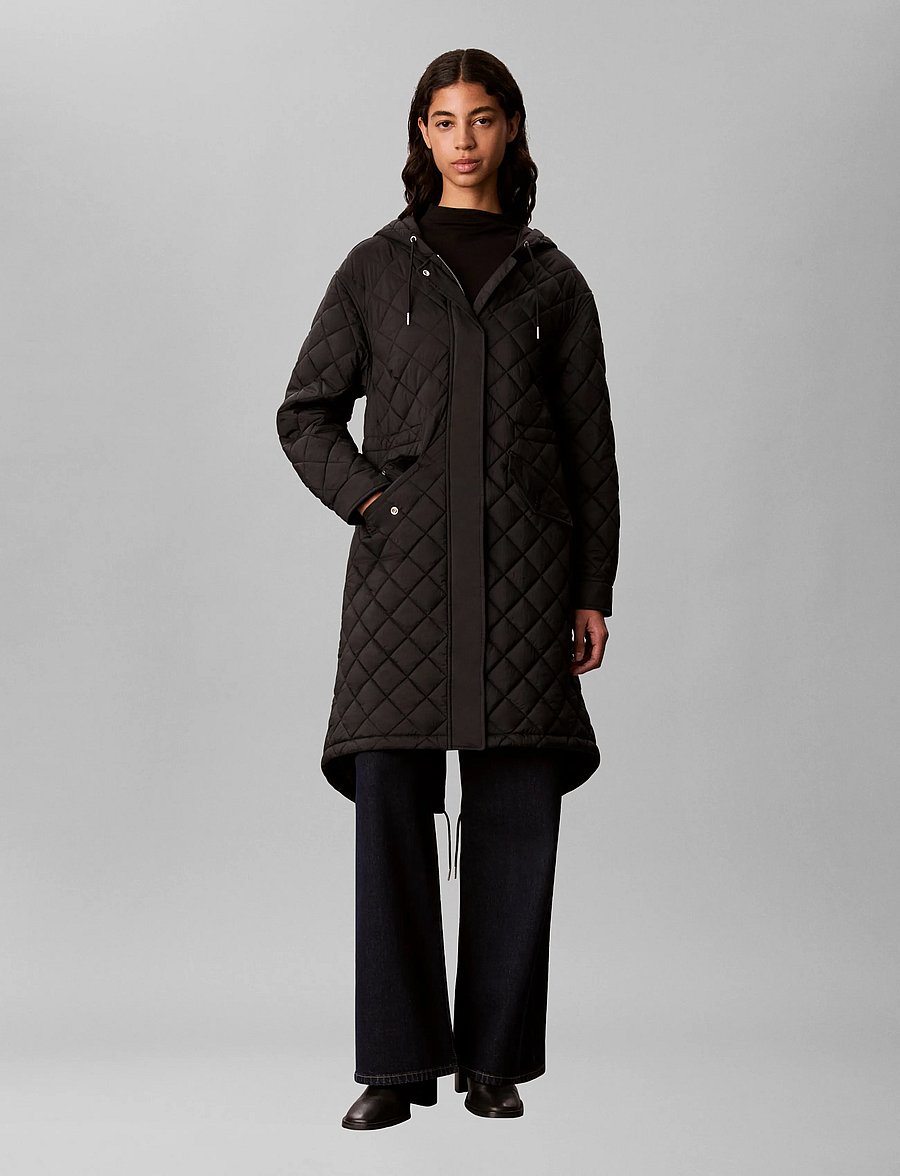 Calvin Klein Jeans - LW LONG QUILTED LINER JACKET - vinterjakker - black - 0