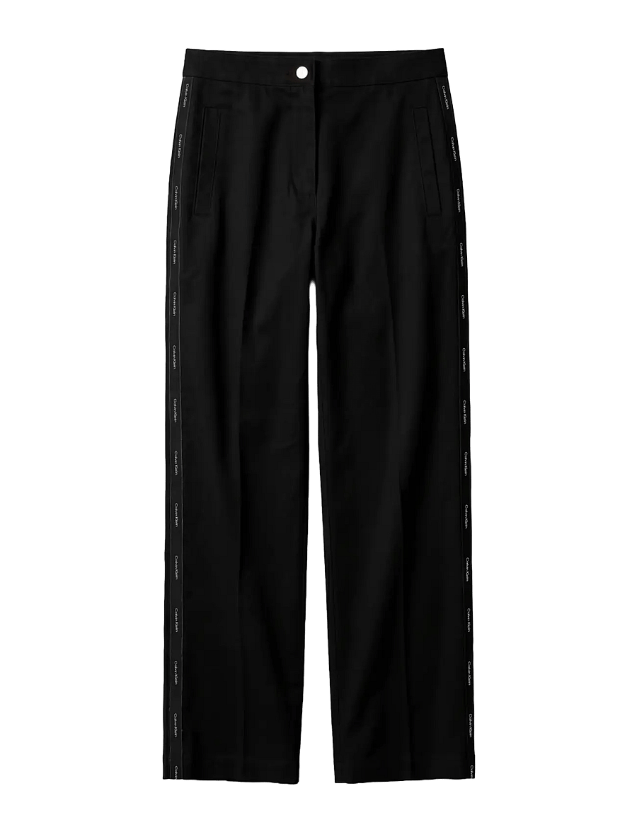 Calvin Klein Jeans - COTTON TWILL AOP LOGO STRIPE PAN - bukser med lige ben - black - 1