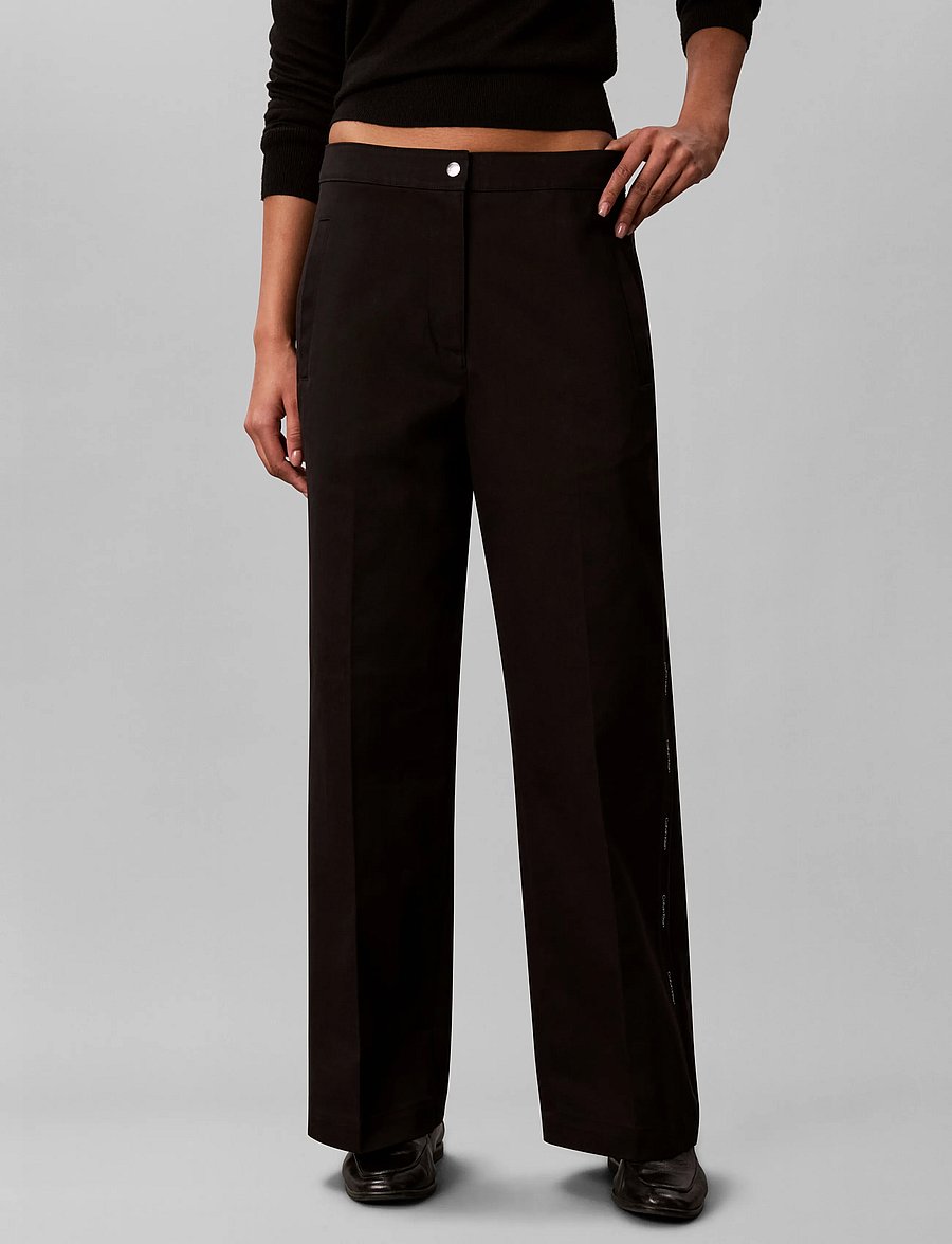 Calvin Klein Jeans - COTTON TWILL AOP LOGO STRIPE PAN - bukser med lige ben - black - 3