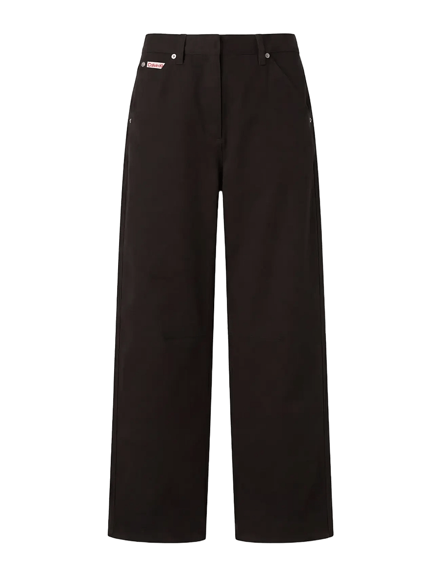 Calvin Klein Jeans - HRTG LBL MW CT TWILL PAINTER PNT - straight leg trousers - black - 1