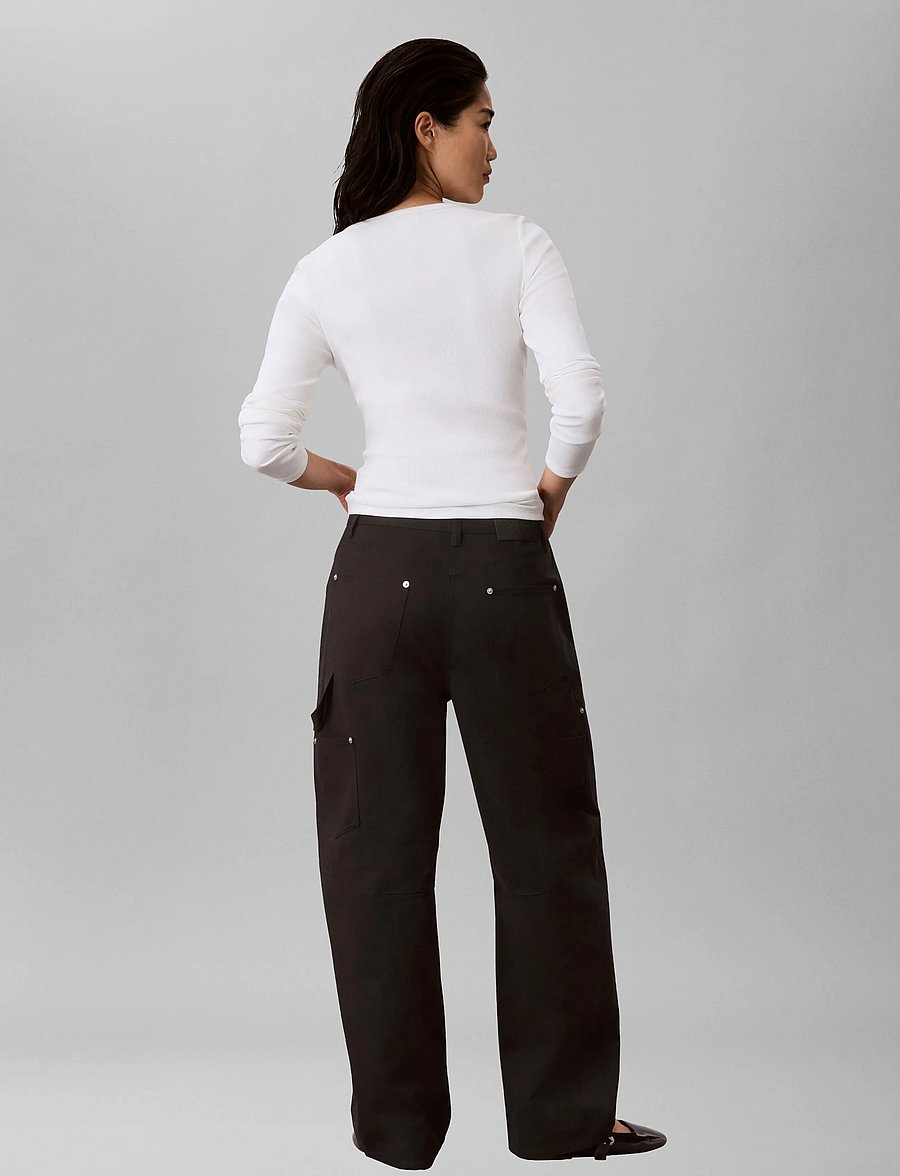 Calvin Klein Jeans - HRTG LBL MW CT TWILL PAINTER PNT - straight leg trousers - black - 2
