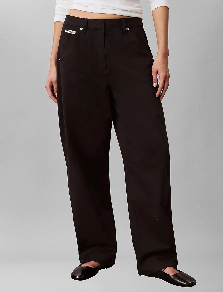 Calvin Klein Jeans - HRTG LBL MW CT TWILL PAINTER PNT - straight leg trousers - black - 3