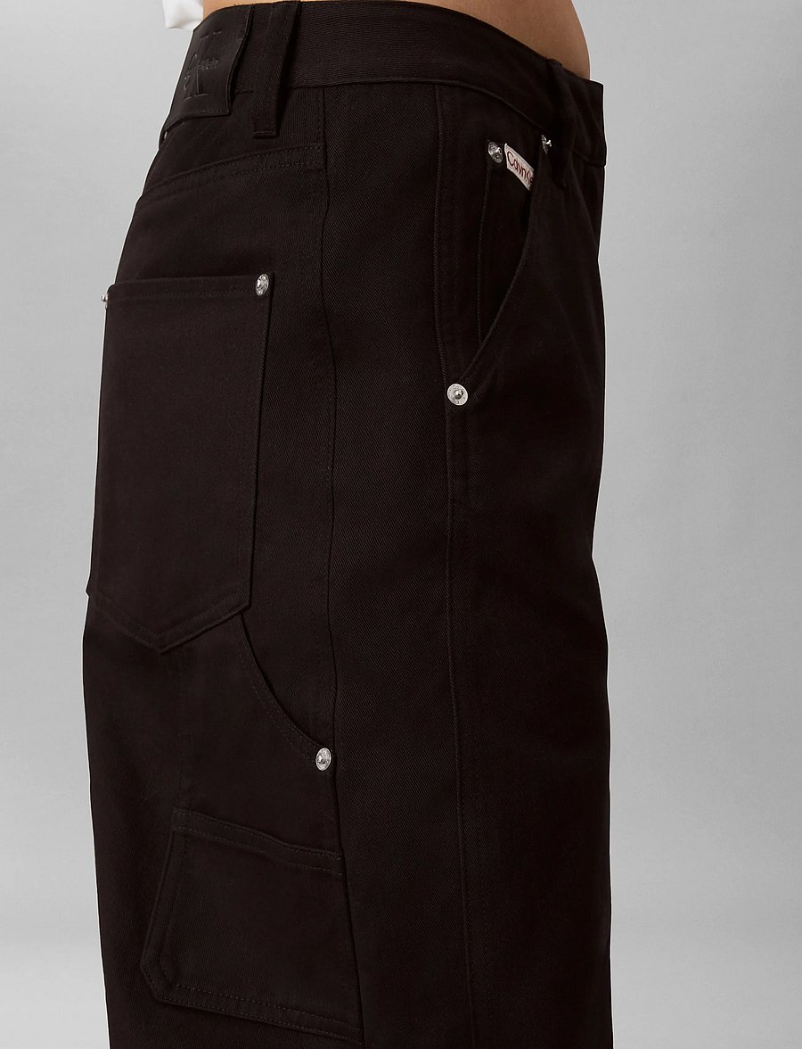 Calvin Klein Jeans - HRTG LBL MW CT TWILL PAINTER PNT - straight leg trousers - black - 4