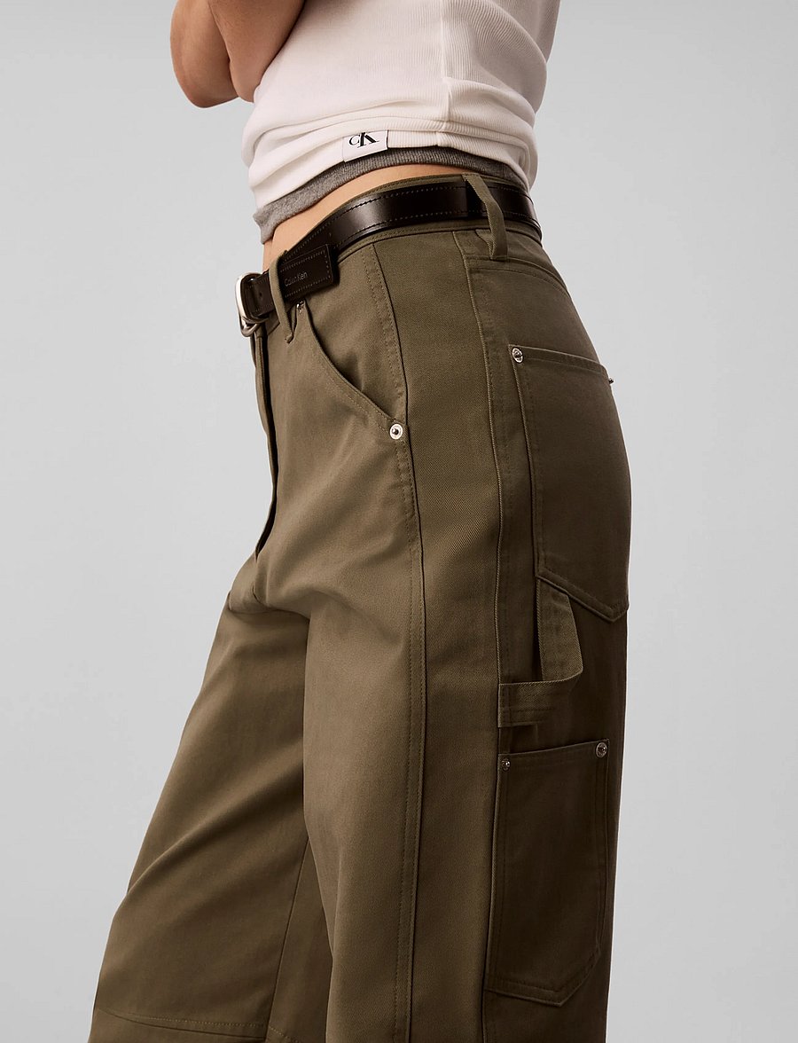 Calvin Klein Jeans - HRTG LBL MW CT TWILL PAINTER PNT - hose mit geradem bein - dusty olive - 4