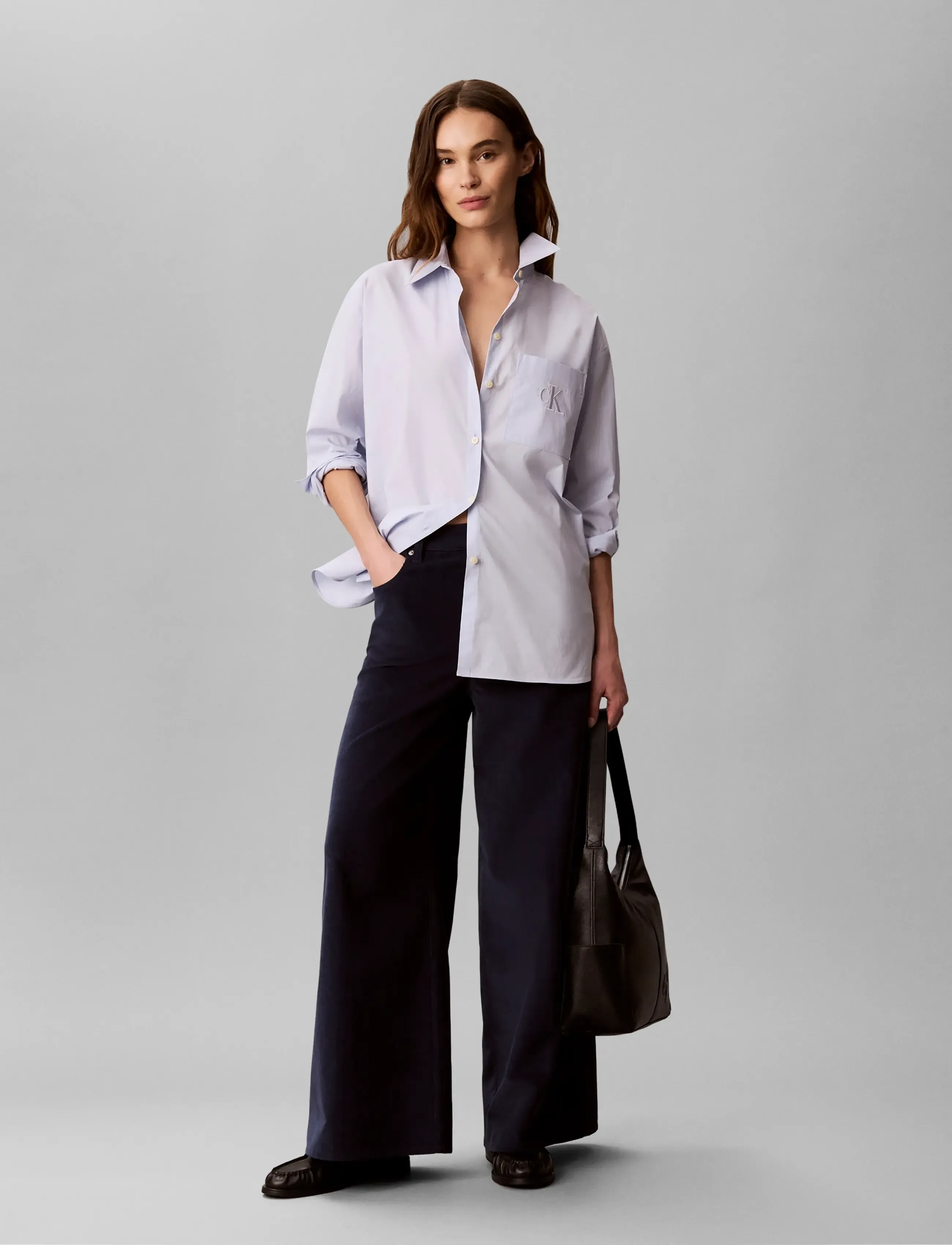 Calvin Klein Jeans CORDUROY WIDE LEG PANTS - Calvin Klein Jeans - DARK SAPPHIRE / navy