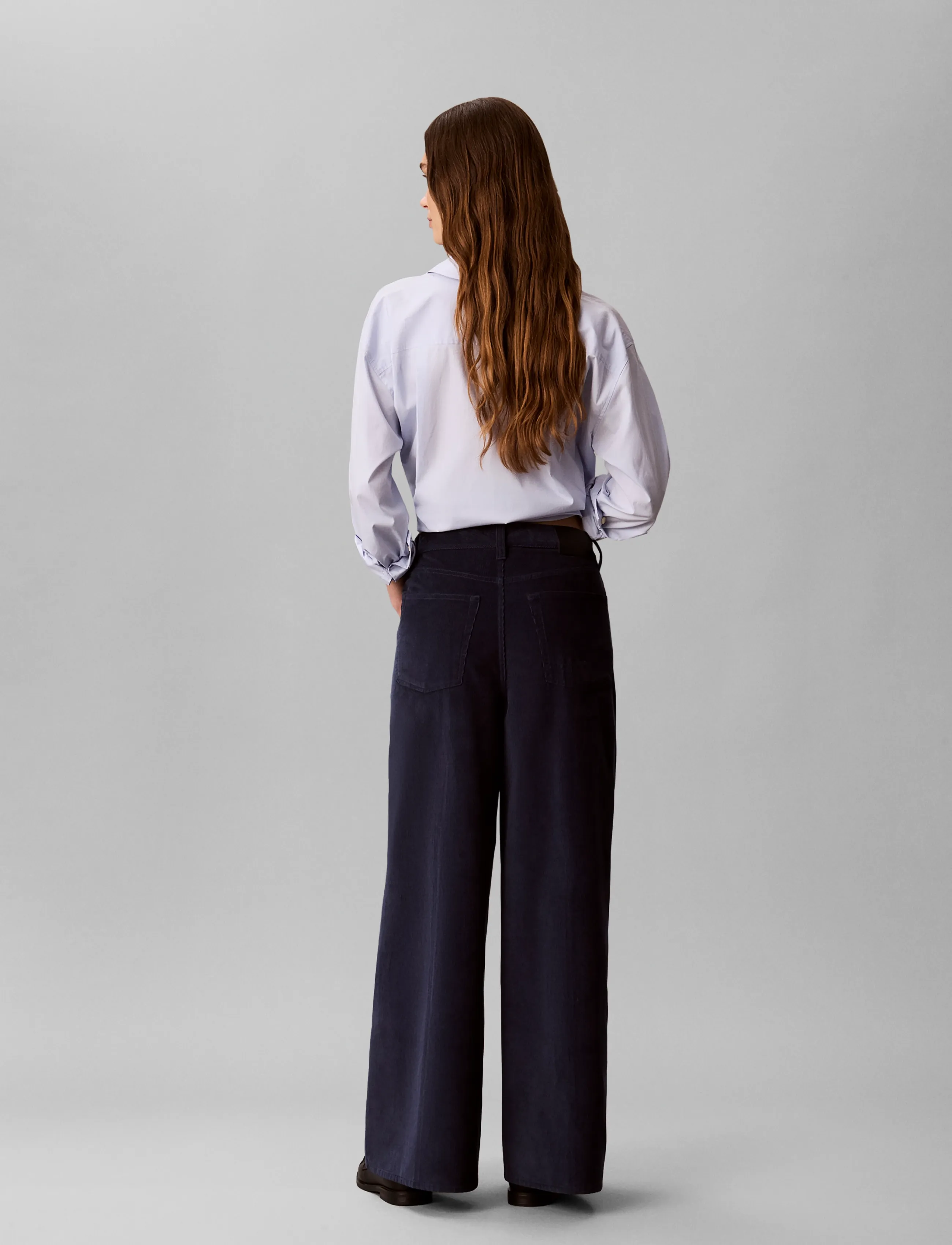 Calvin Klein Jeans - CORDUROY WIDE LEG PANTS - cordhosen - dark sapphire - 2