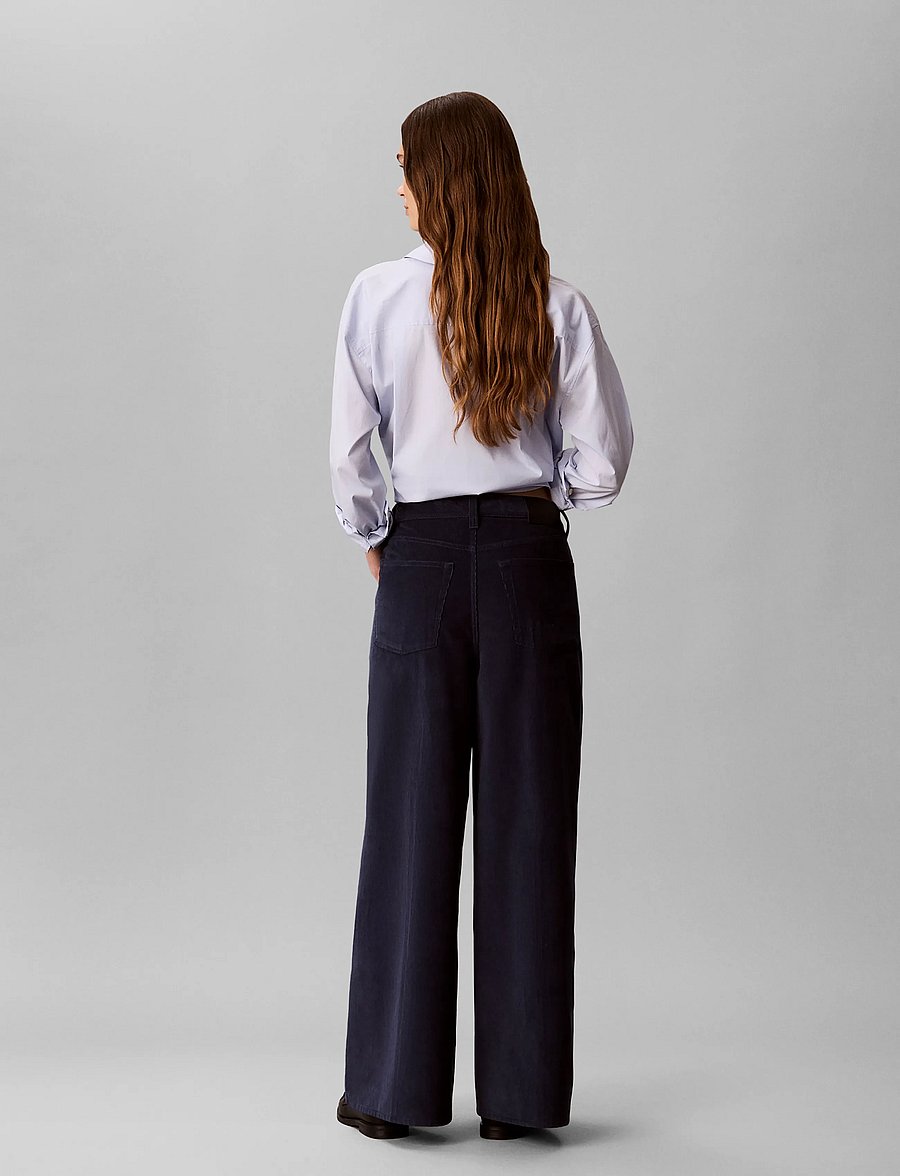 Calvin Klein Jeans - CORDUROY WIDE LEG PANTS - cordhosen - dark sapphire - 2