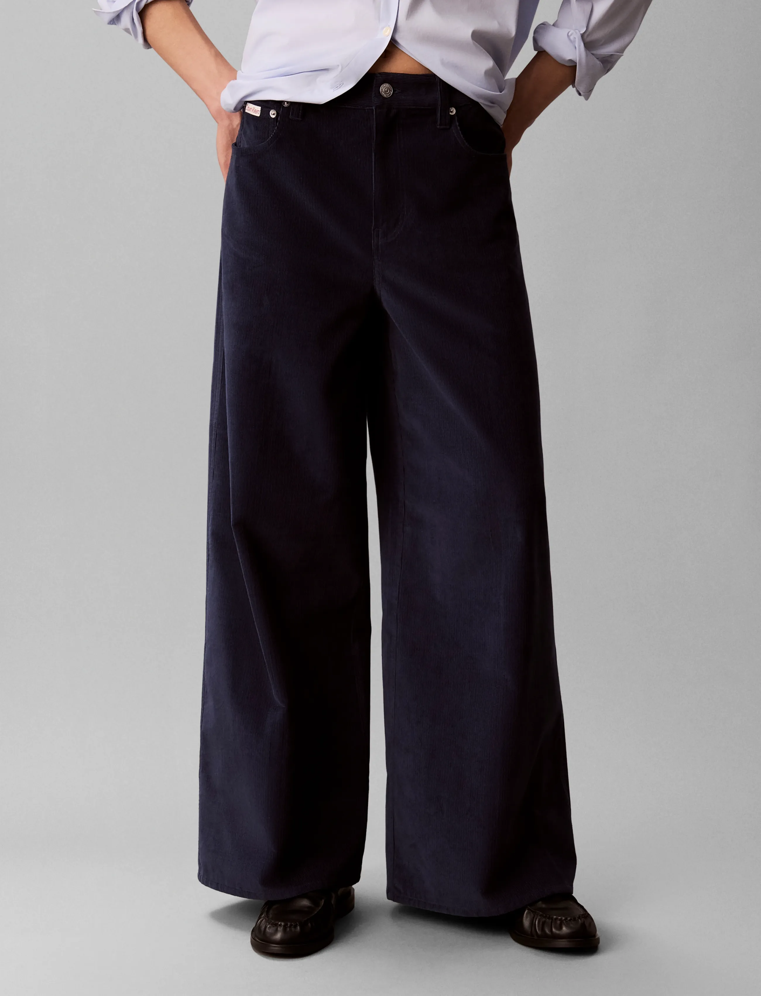 Calvin Klein Jeans - CORDUROY WIDE LEG PANTS - cordhosen - dark sapphire - 3