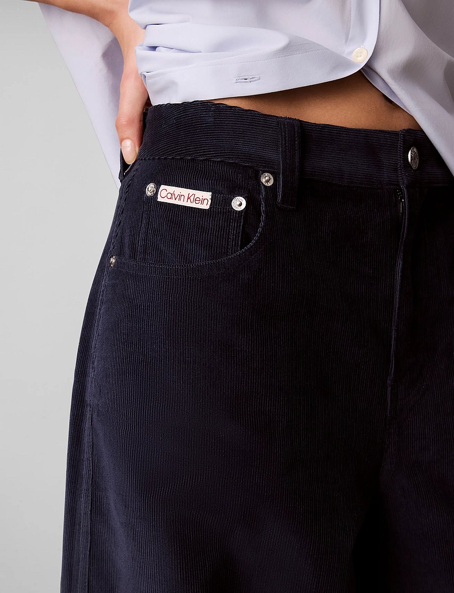 Calvin Klein Jeans - CORDUROY WIDE LEG PANTS - cordhosen - dark sapphire - 4