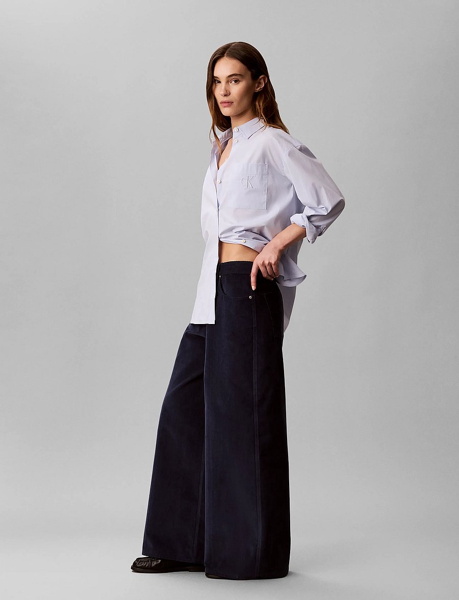 Calvin Klein Jeans - CORDUROY WIDE LEG PANTS - cordhosen - dark sapphire - 5