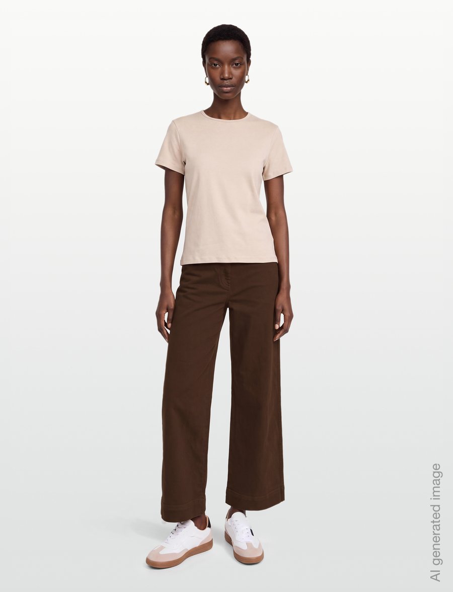 Calvin Klein Jeans - COTTON TWILL ALINE PANT - bikses ar platām starām - brown cork - 0