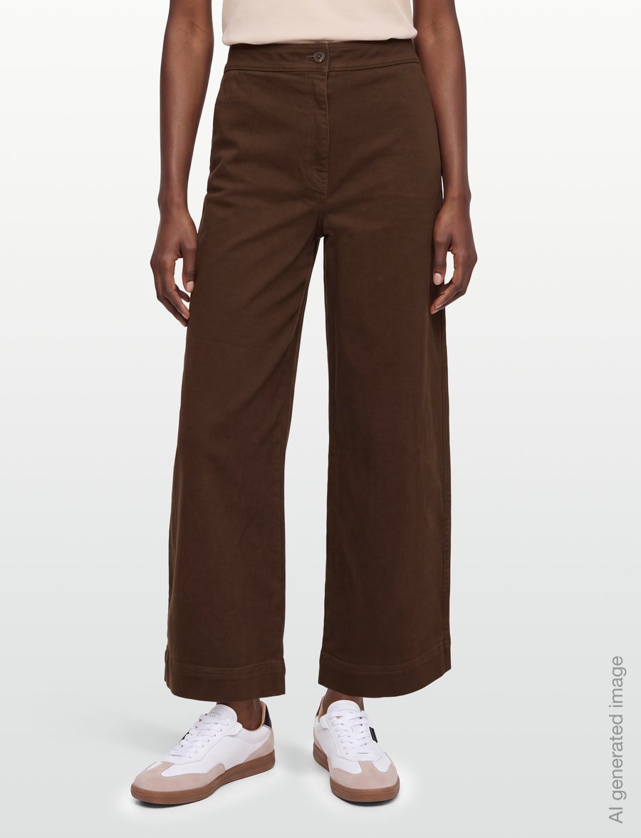 Calvin Klein Jeans - COTTON TWILL ALINE PANT - bikses ar platām starām - brown cork - 3