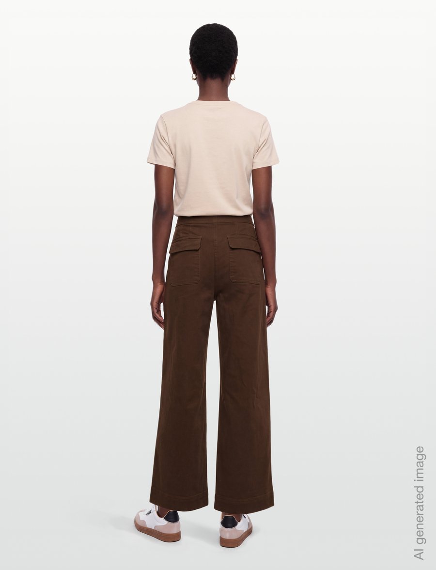 Calvin Klein Jeans - COTTON TWILL ALINE PANT - bikses ar platām starām - brown cork - 4