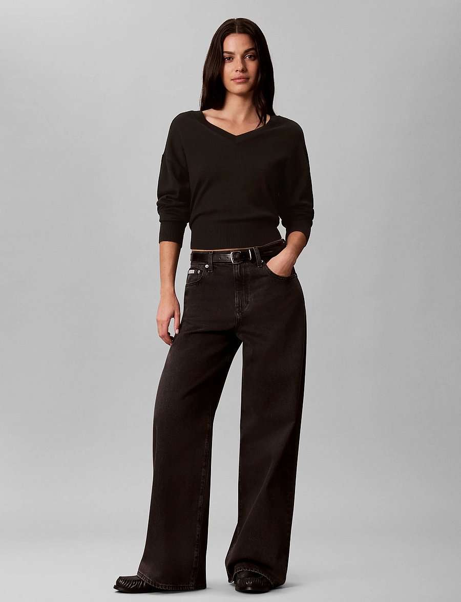 Calvin Klein Jeans - RELAXED WIDE LEG WASHED NIGHT - wide leg jeans - washed night - 0
