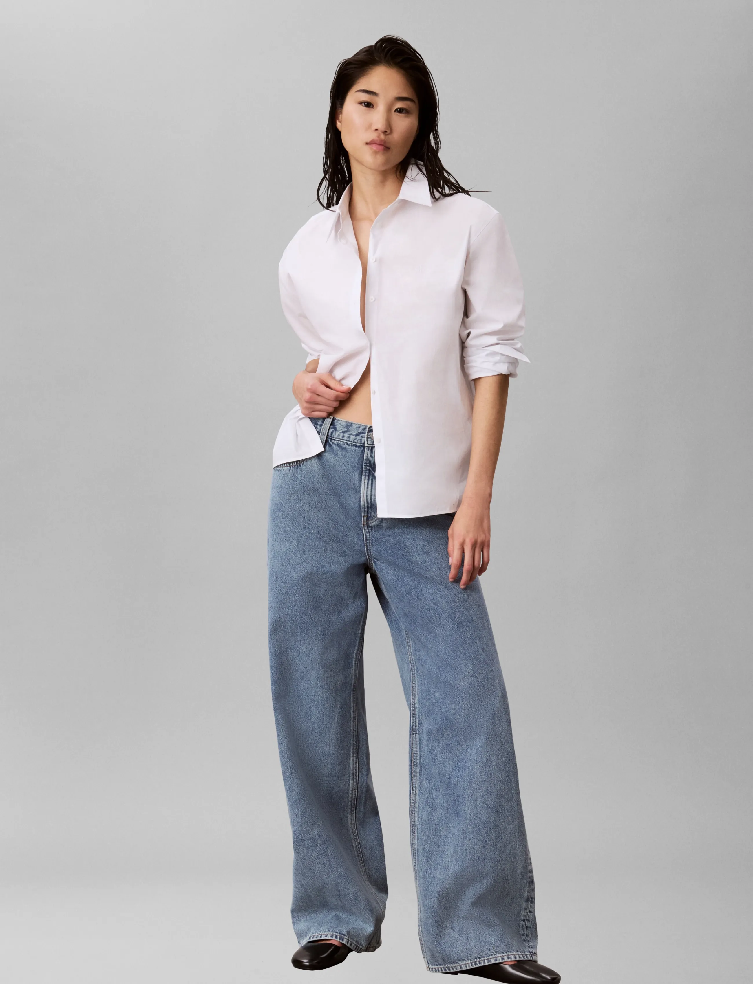 Calvin Klein Jeans RELAXED BAGGY SILVERSTONE - Laia säärega teksad - SILVERSTONE / blue