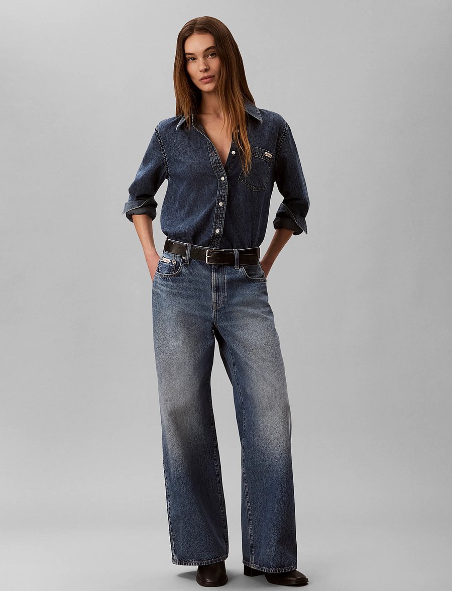 Calvin Klein Jeans - THE WIDE LEG AGED SAPPHIRE - vida jeans - aged sapphire - 0