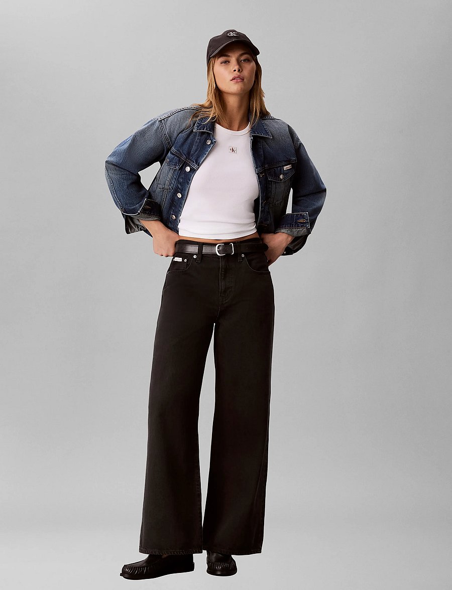 Calvin Klein Jeans - THE WIDE LEG WORN BLACK - laia säärega teksad - worn black - 0