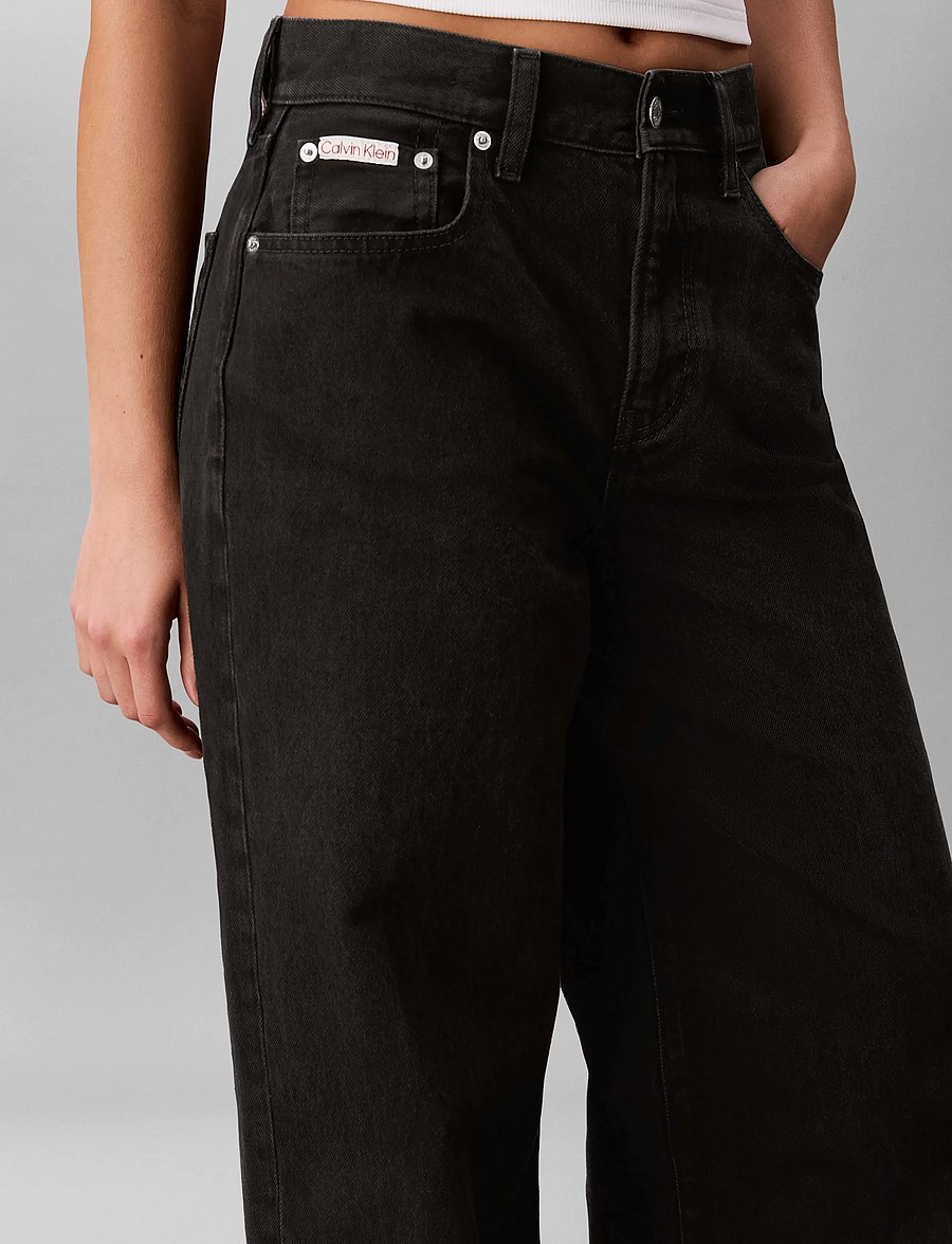 Calvin Klein Jeans - THE WIDE LEG WORN BLACK - laia säärega teksad - worn black - 4