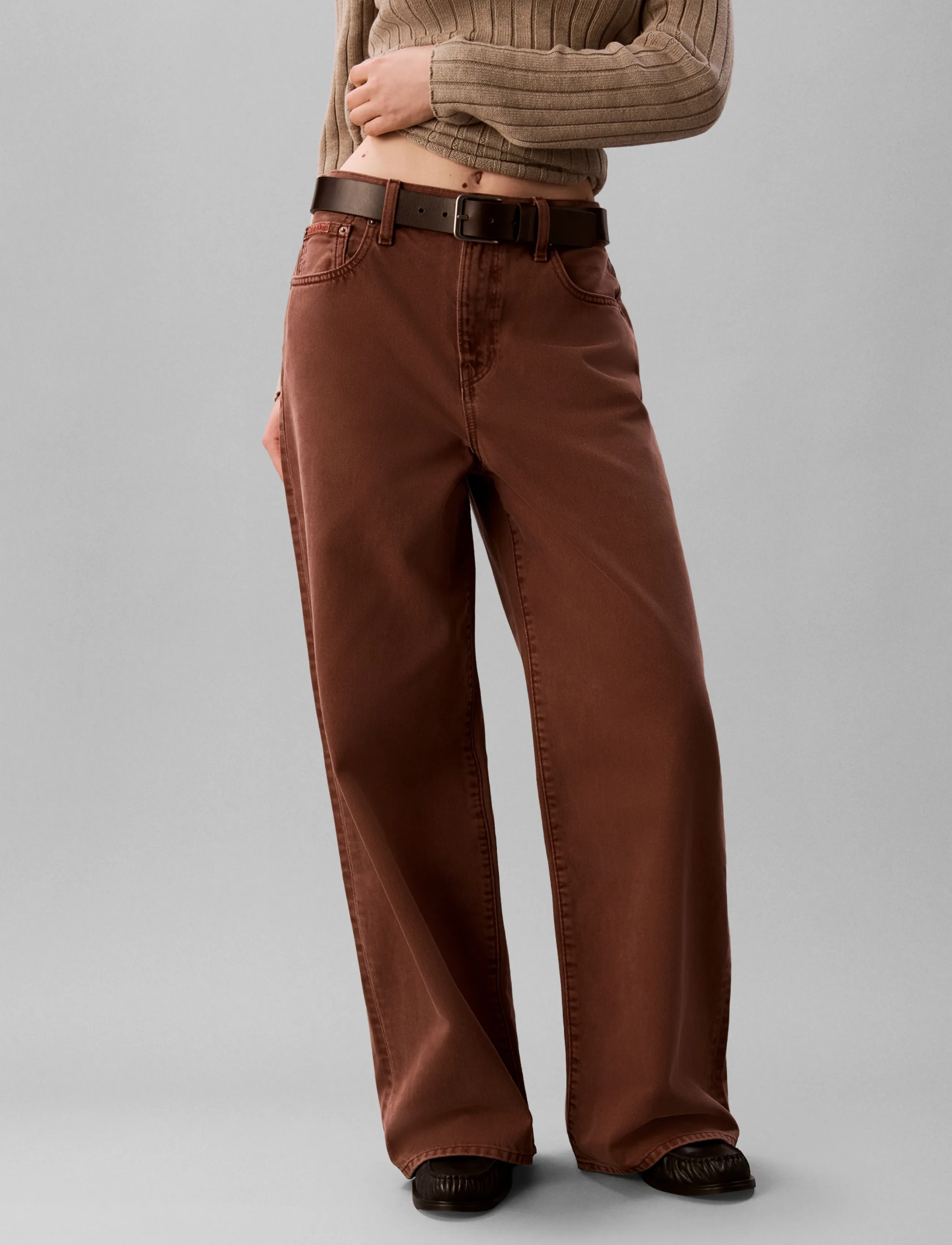 Calvin Klein Jeans - THE WIDE LEG FADED CLAY - hosen mit weitem bein - faded clay - 3