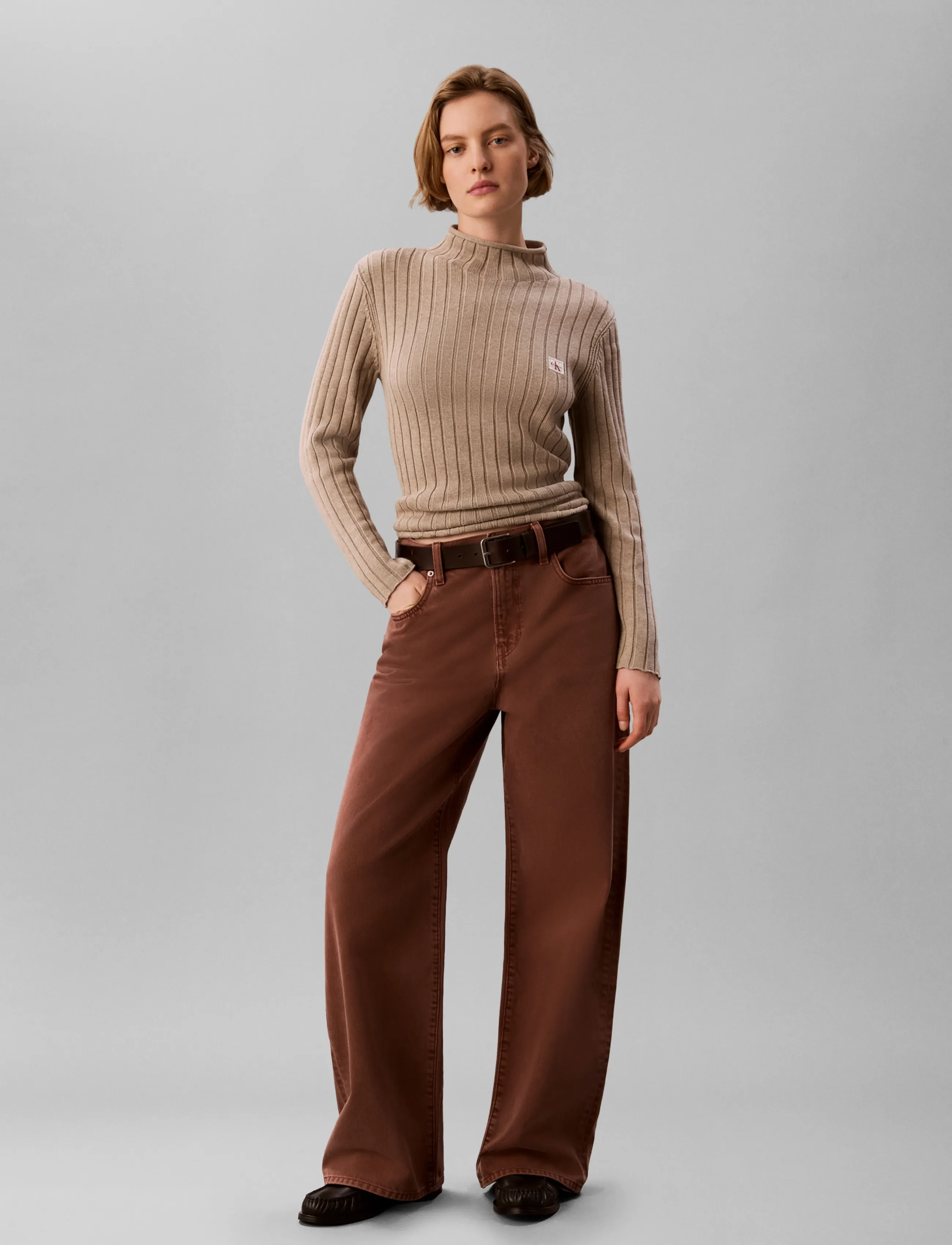 Calvin Klein Jeans - THE WIDE LEG FADED CLAY - hosen mit weitem bein - faded clay - 5