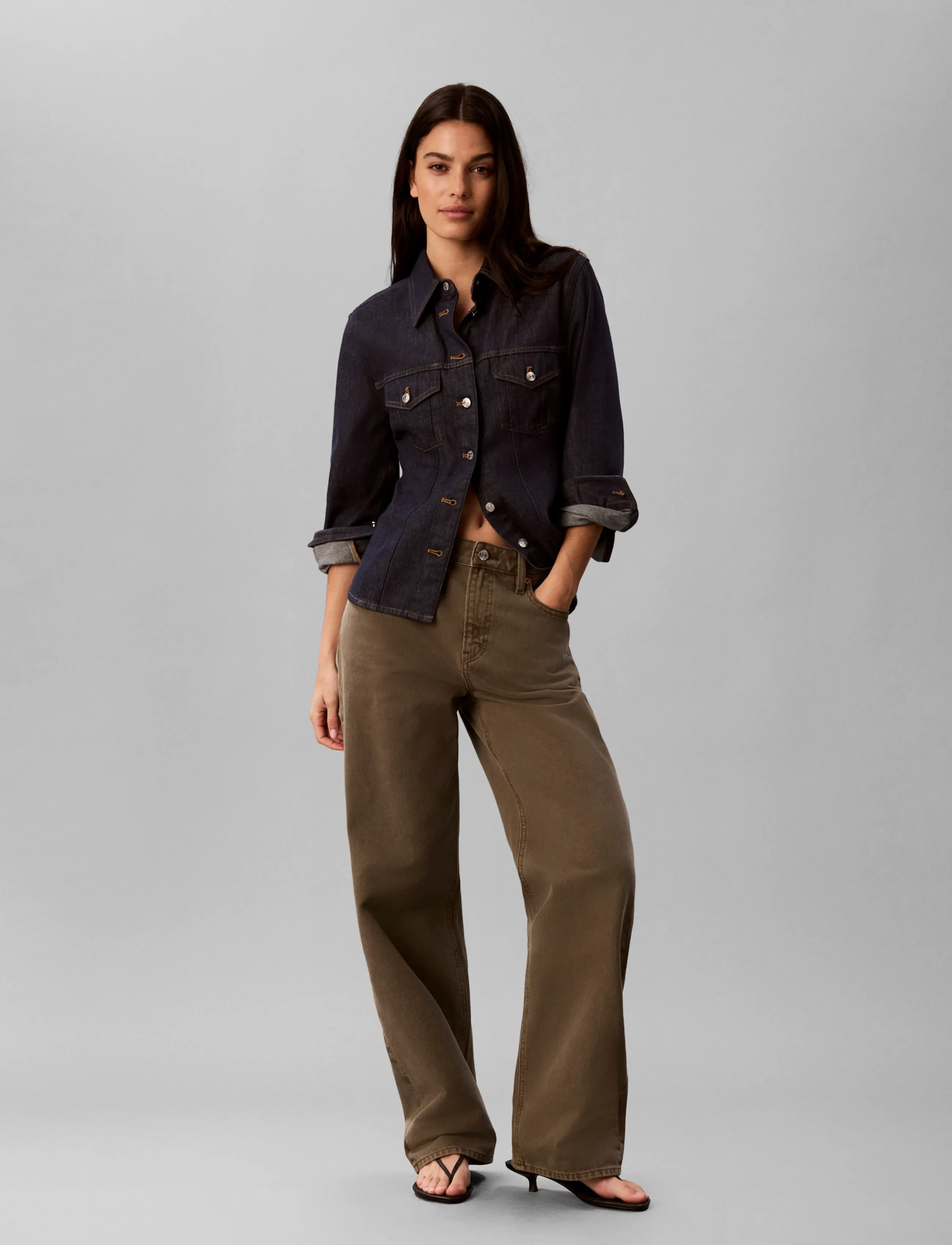 Calvin Klein Jeans 90s STRAIGHT FADED OLIVE - Straight jeans - FADED OLIVE / khaki/green