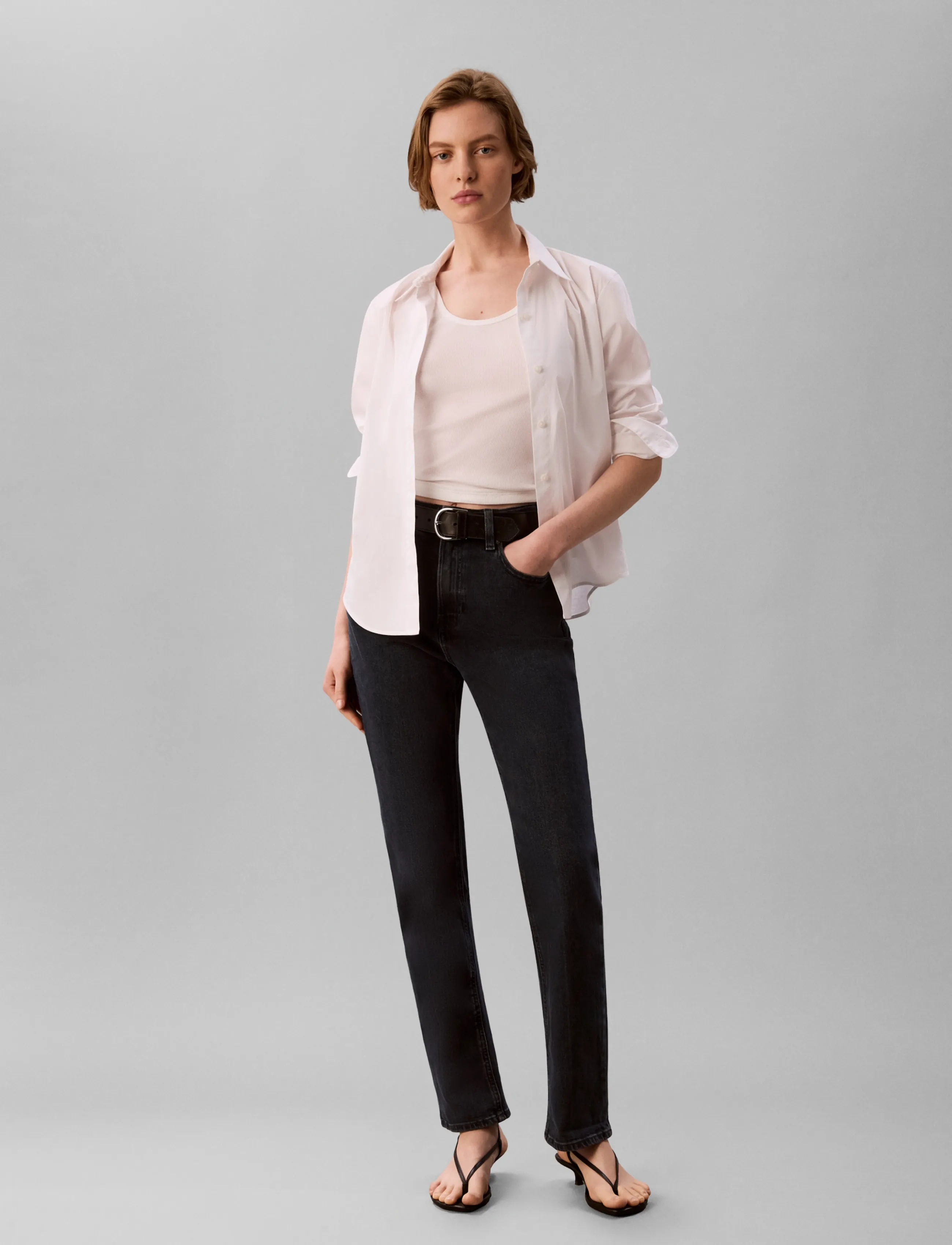 Calvin Klein Jeans HIGH RISE STRAIGHT BLUE EBONY - Straight jeans - BLUE EBONY / navy